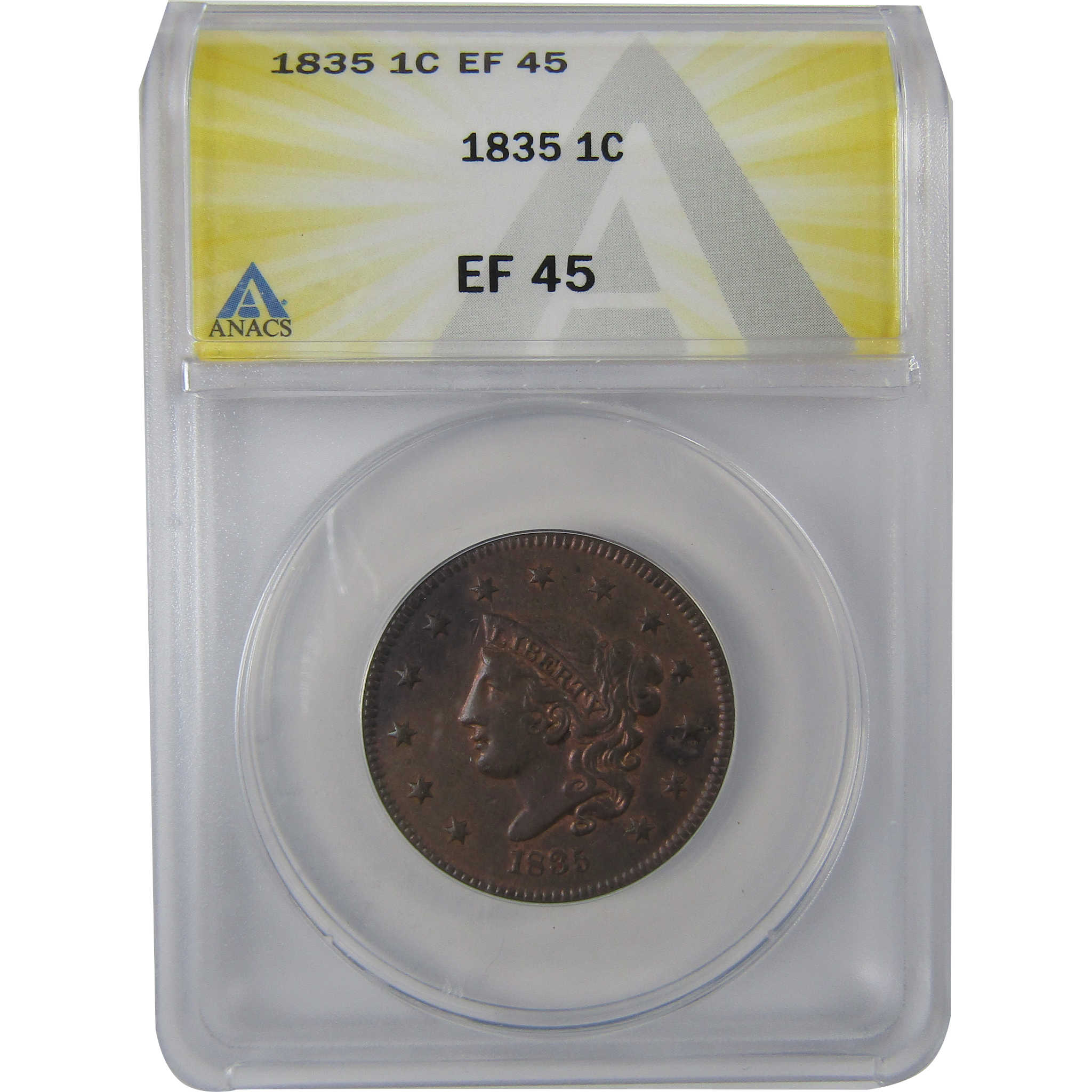1835 Head of 1836 Coronet Head Large Cent EF 45 ANACS SKU:CPC1140