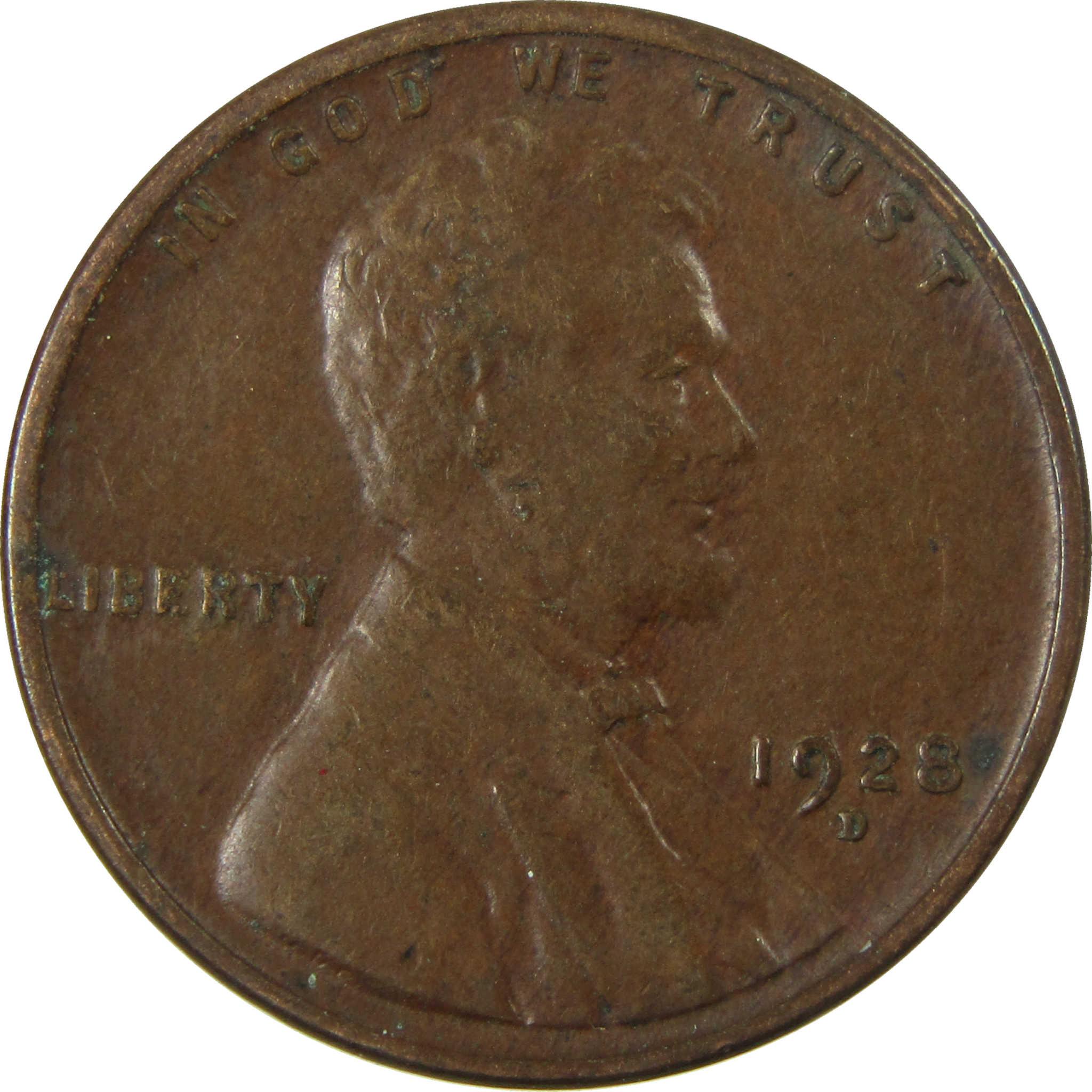 1928 D Lincoln Wheat Cent VF Very Fine Penny 1c Coin SKU:I27598