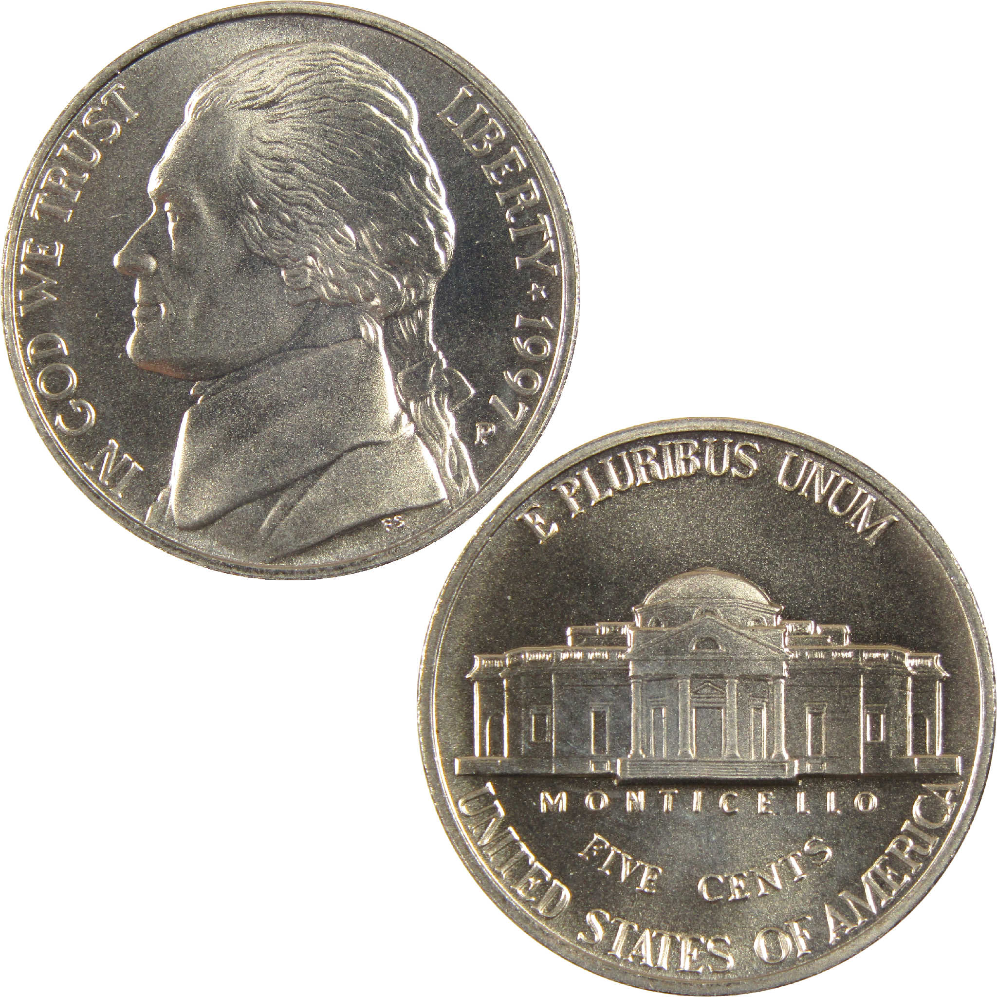 1997 P Jefferson Nickel Uncirculated 5c Coin
