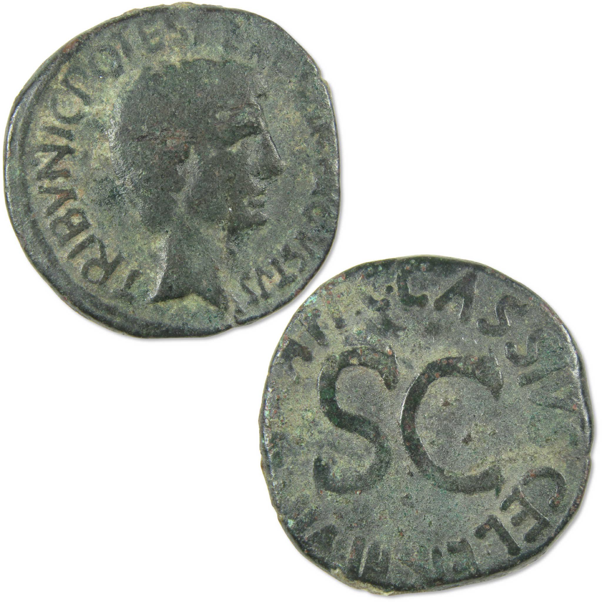 27 BC-14 AD Augustus Roman Empire Bronze Coin Portrait SC Fine Ancient