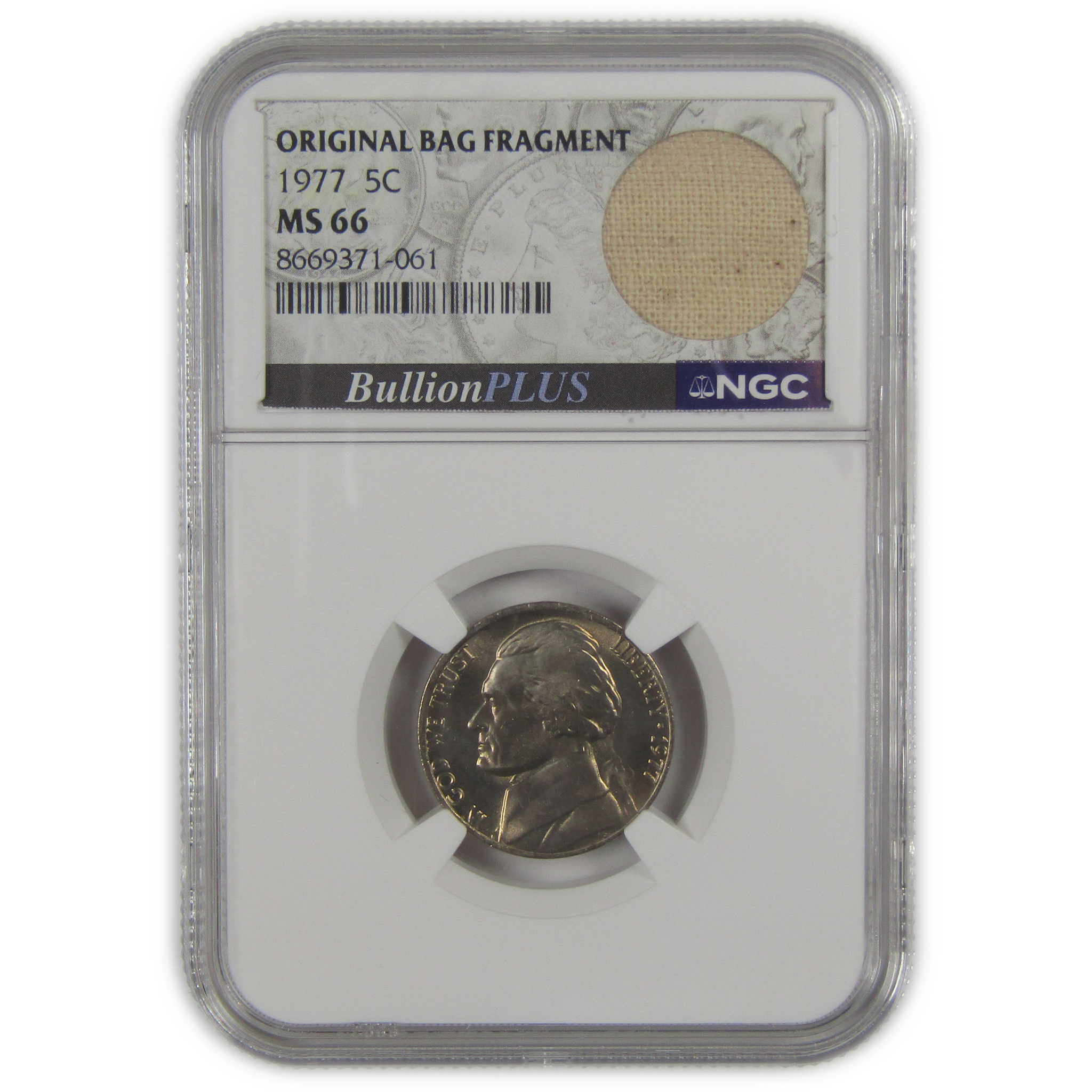 1977 Jefferson Nickel MS 66 NGC Original Bag Fragment SKU:I23497