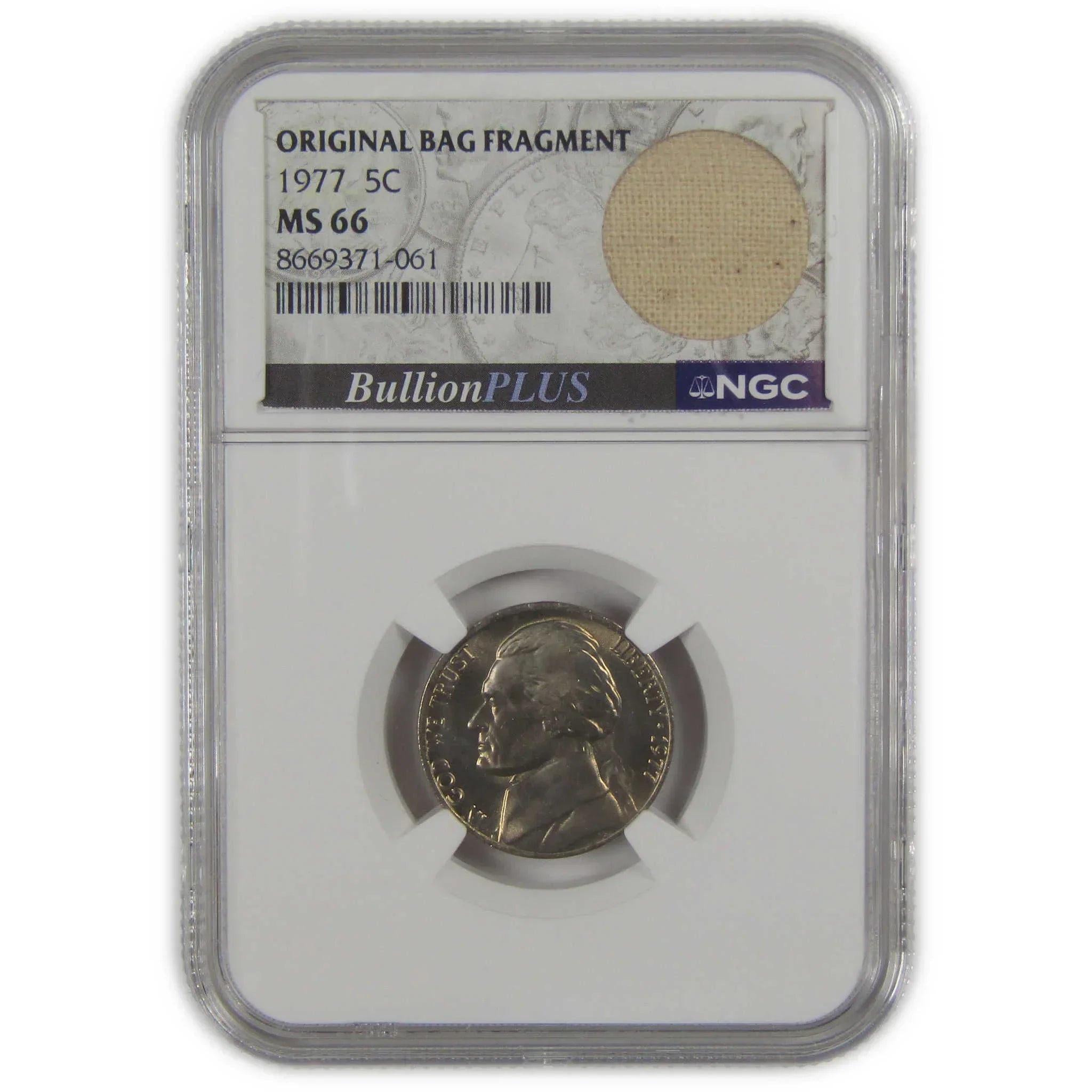 1977 Jefferson Nickel MS 66 NGC Original Bag Fragment SKU:I23497