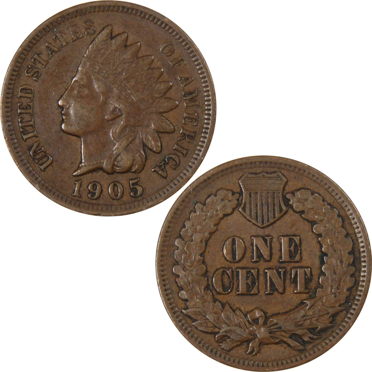 1905 Indian Head Cent XF EF Extremely Fine Penny 1c Coin Collectible