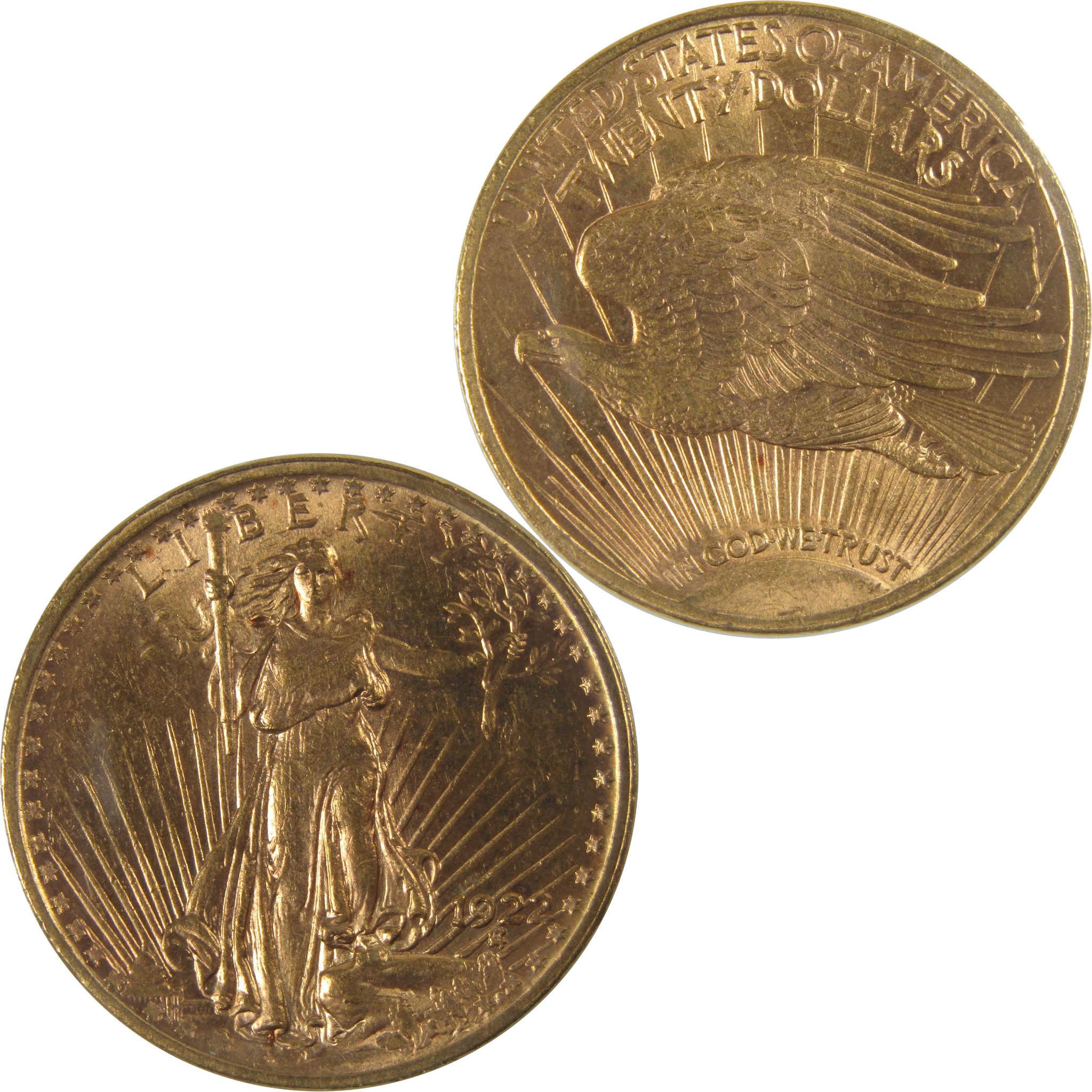 1922 Saint-Gaudens Gold Double Eagle AU About Uncirculated $20 Coin