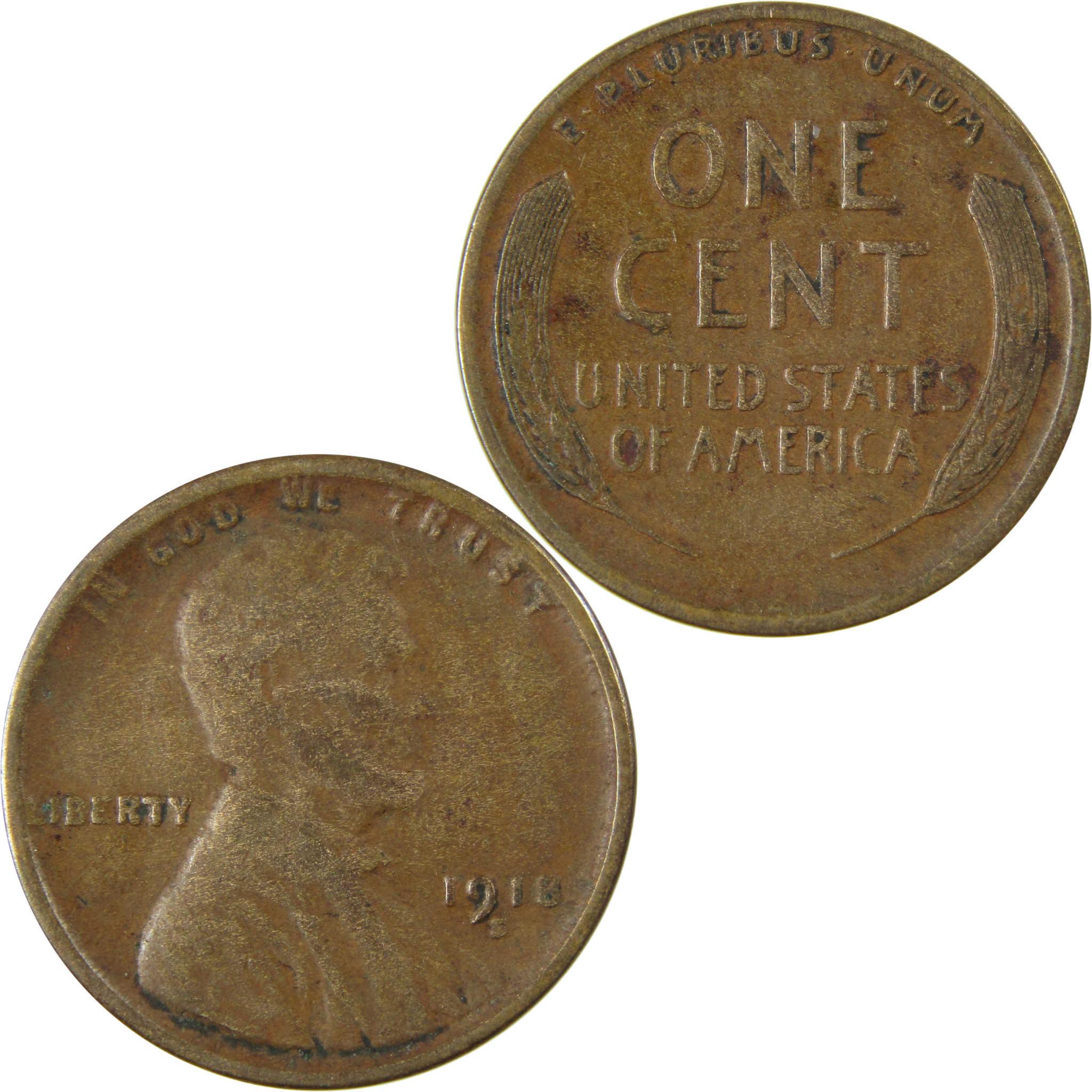 1918 S Lincoln Wheat Cent VF Very Fine Penny 1c Coin SKU:I25879