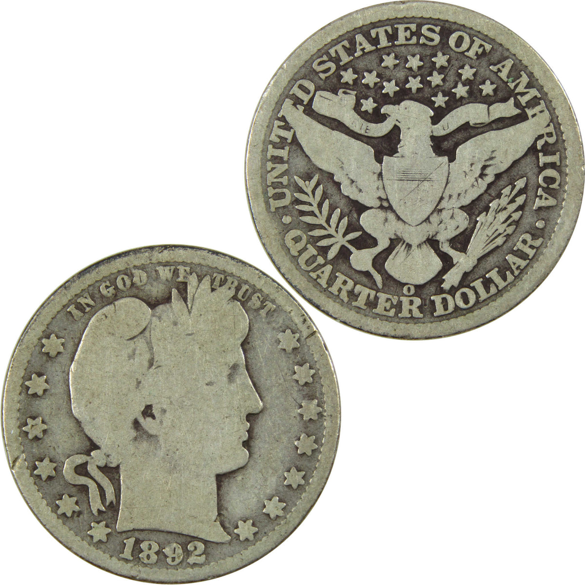 1892 O Barber Silver Quarter G Good 25c Coin Collectible SKU:I28611