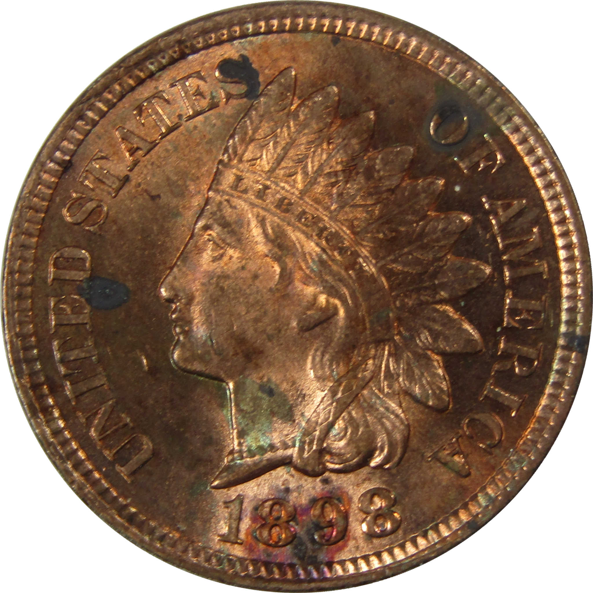 1898 Indian Head Cent AU About Uncirculated Details Penny SKU:I26951