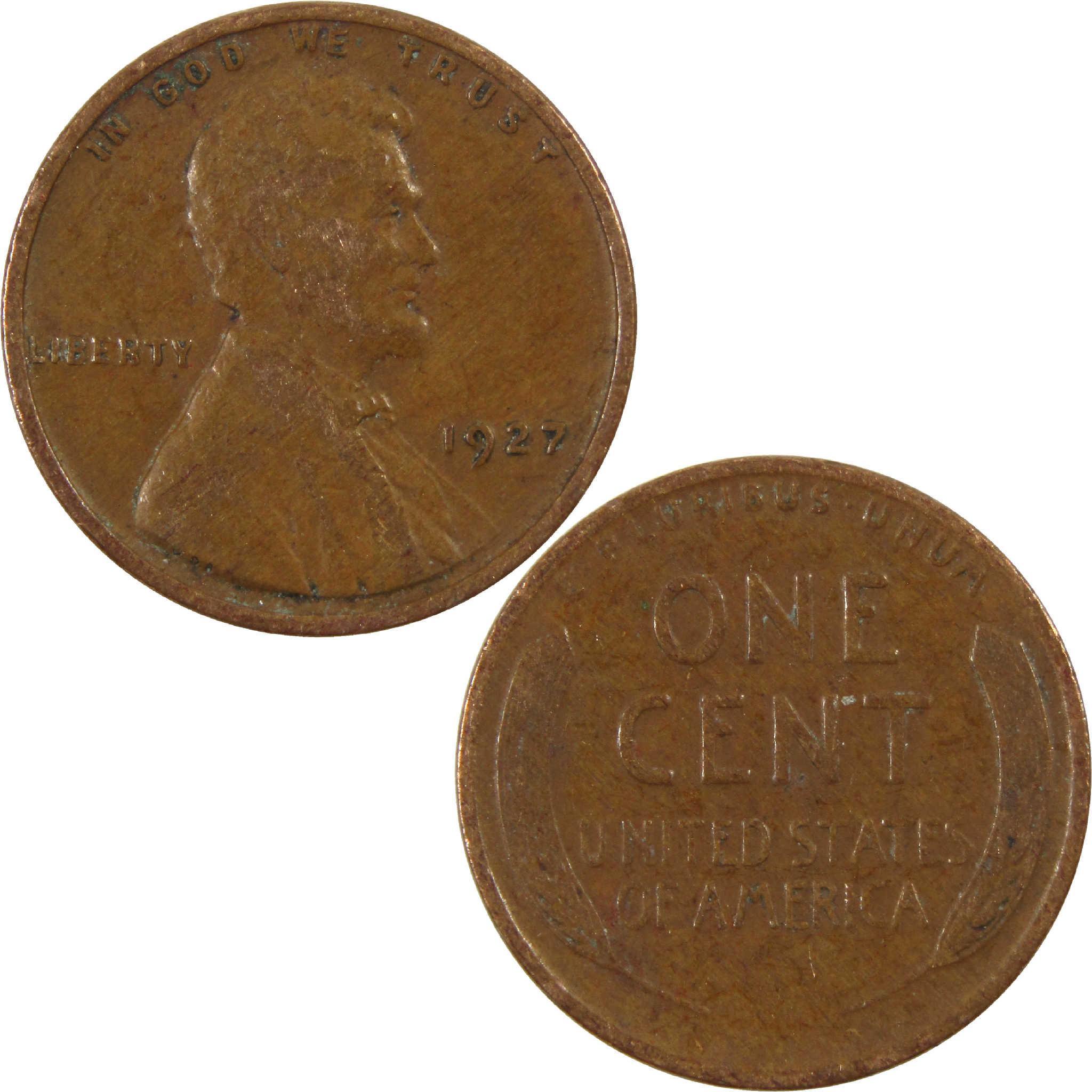 1927 Lincoln Wheat Cent F Fine Penny 1c Coin