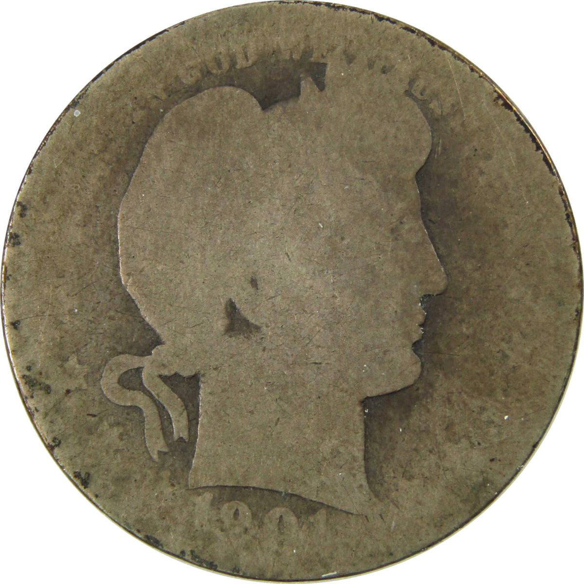 1901 O Barber Silver Quarter AG About Good 25c Coin SKU:I28530