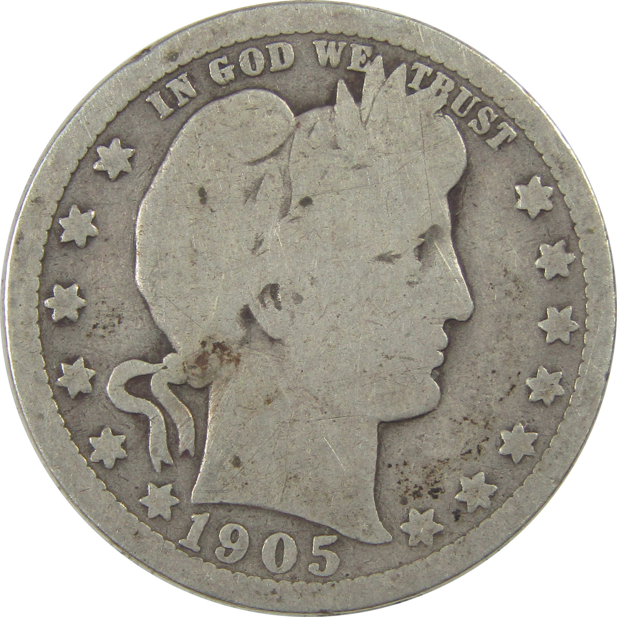 1905 Barber Quarter AG About Good Silver 25c Coin SKU:I21812
