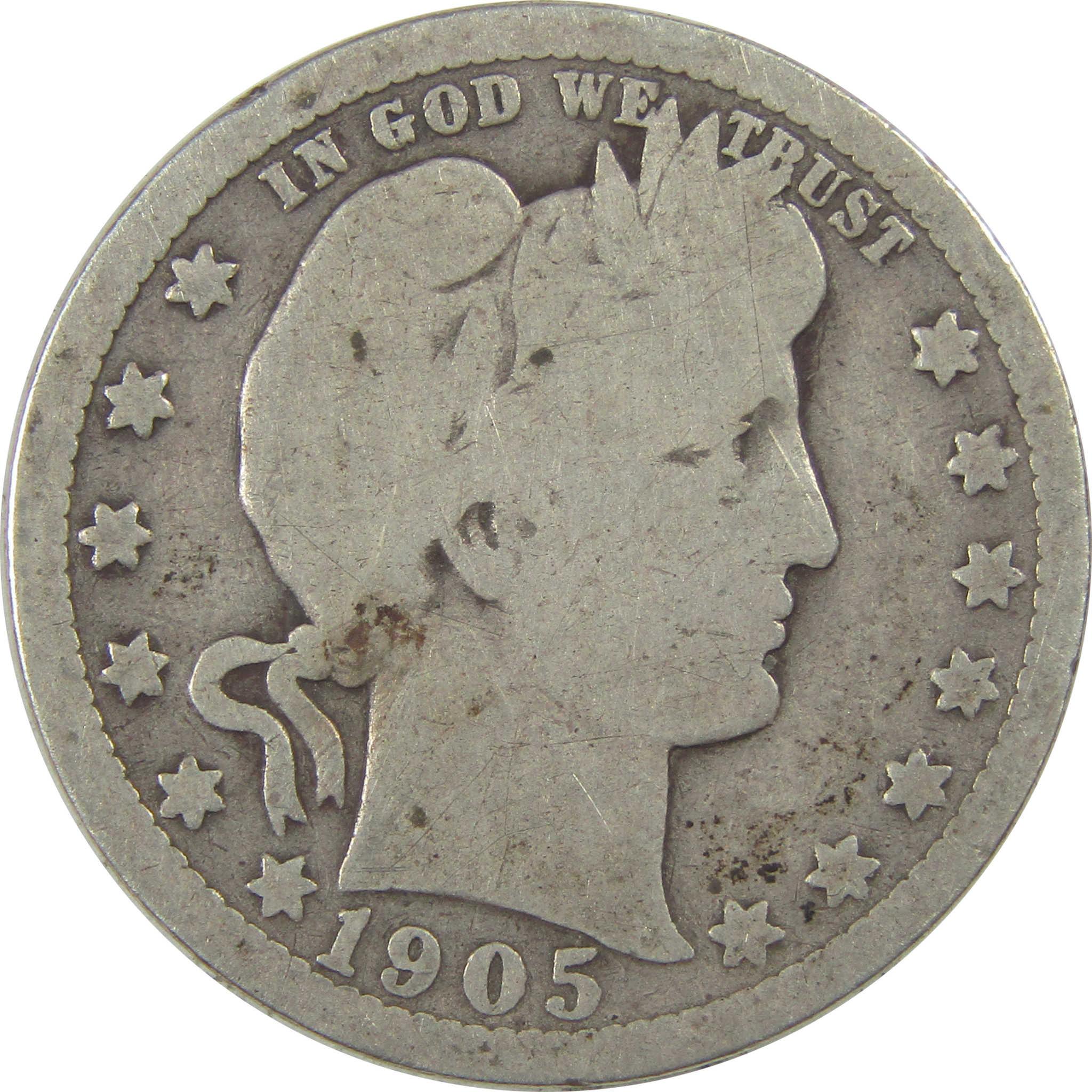 1905 Barber Quarter AG About Good Silver 25c Coin SKU:I21812