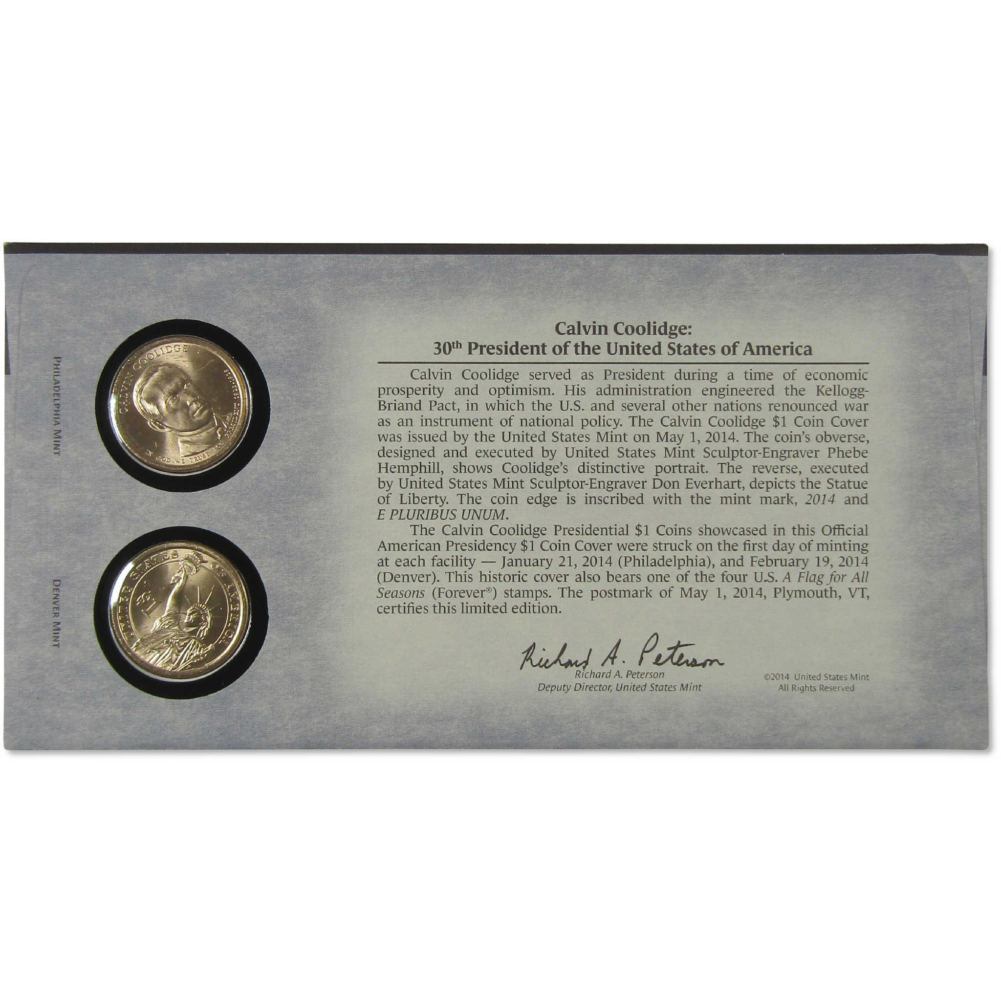 2014 Calvin Coolidge American Presidency $1 Coin Cover SKU:CPC9871