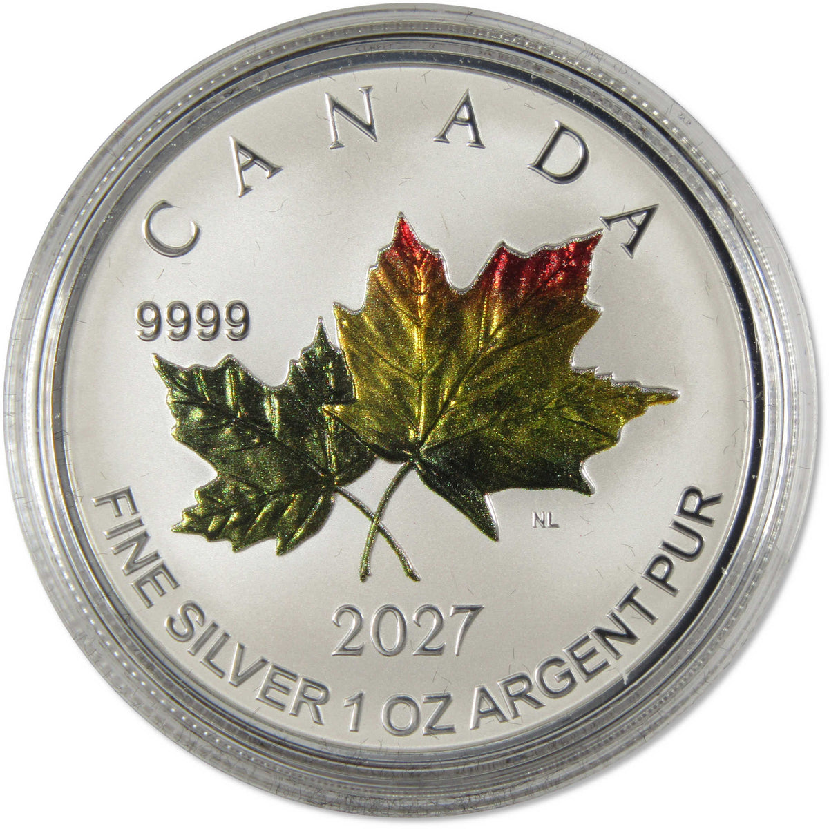 2027 Canada Silver Maple Leaf Fractional Set Autumn Leaves Rev Proof