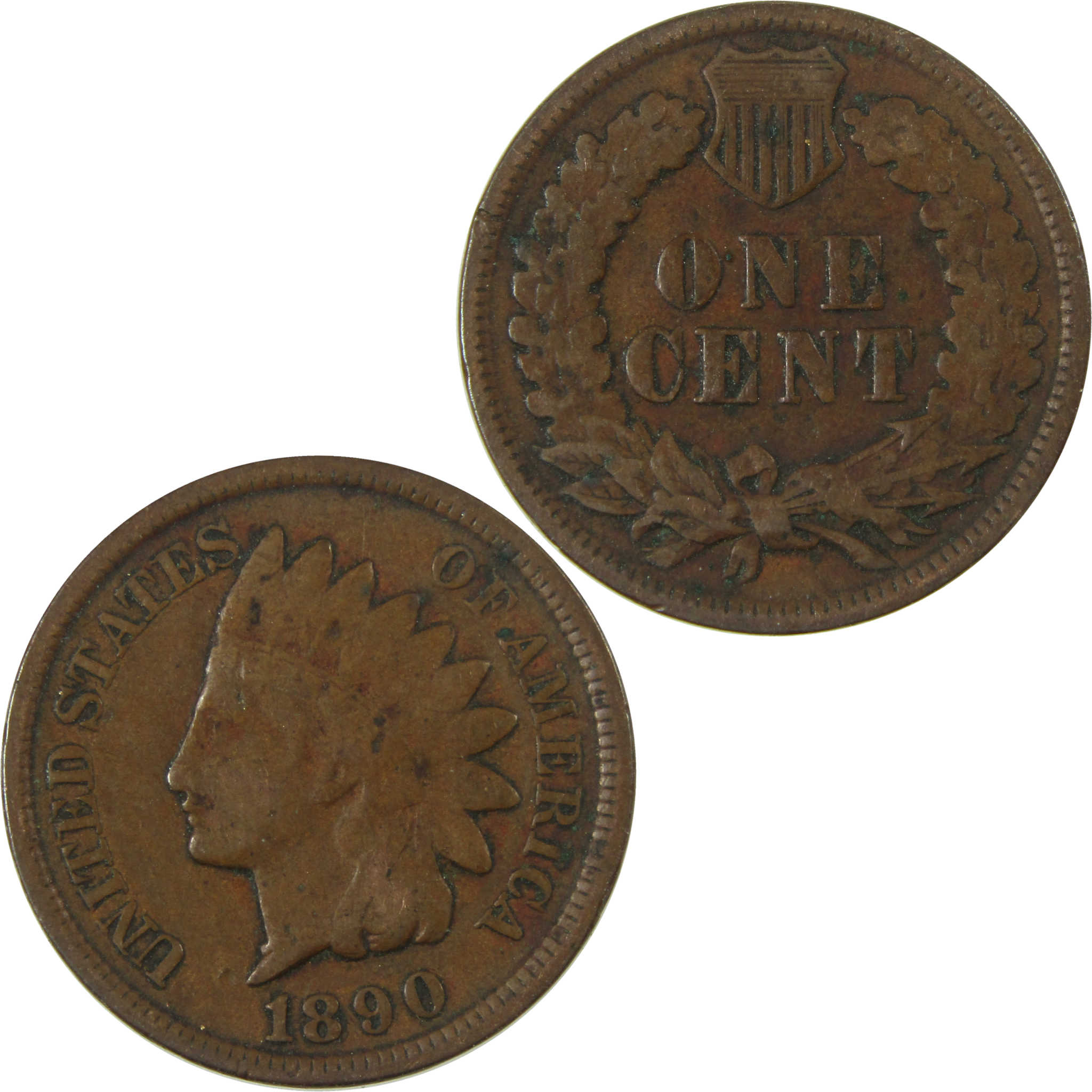 1890 Indian Head Cent VG Very Good Penny 1c Coin SKU:I26988