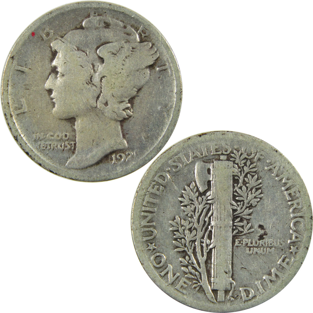 1921 Mercury Silver Dime VG Very Good Details 10c Coin SKU:CP1769