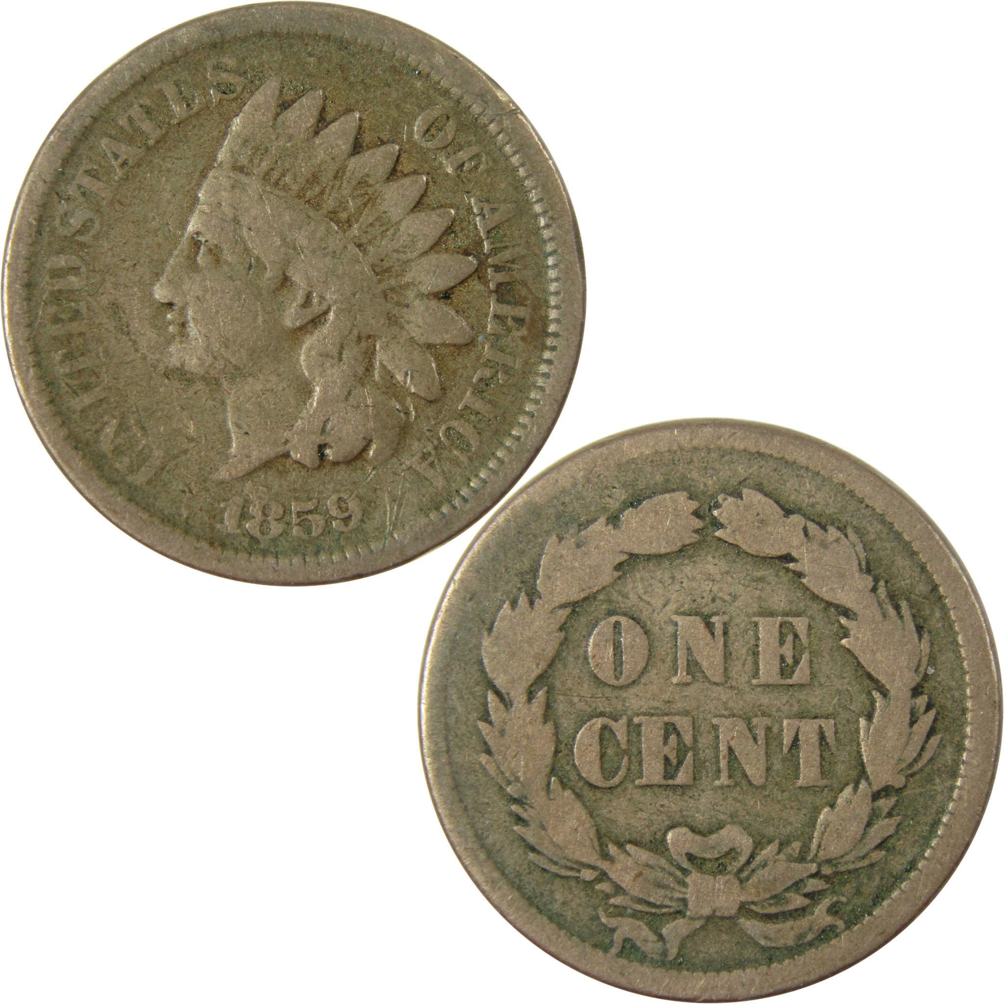 1859 Indian Head Cent G Good Penny 1c Coin Collectible SKU:CP1257