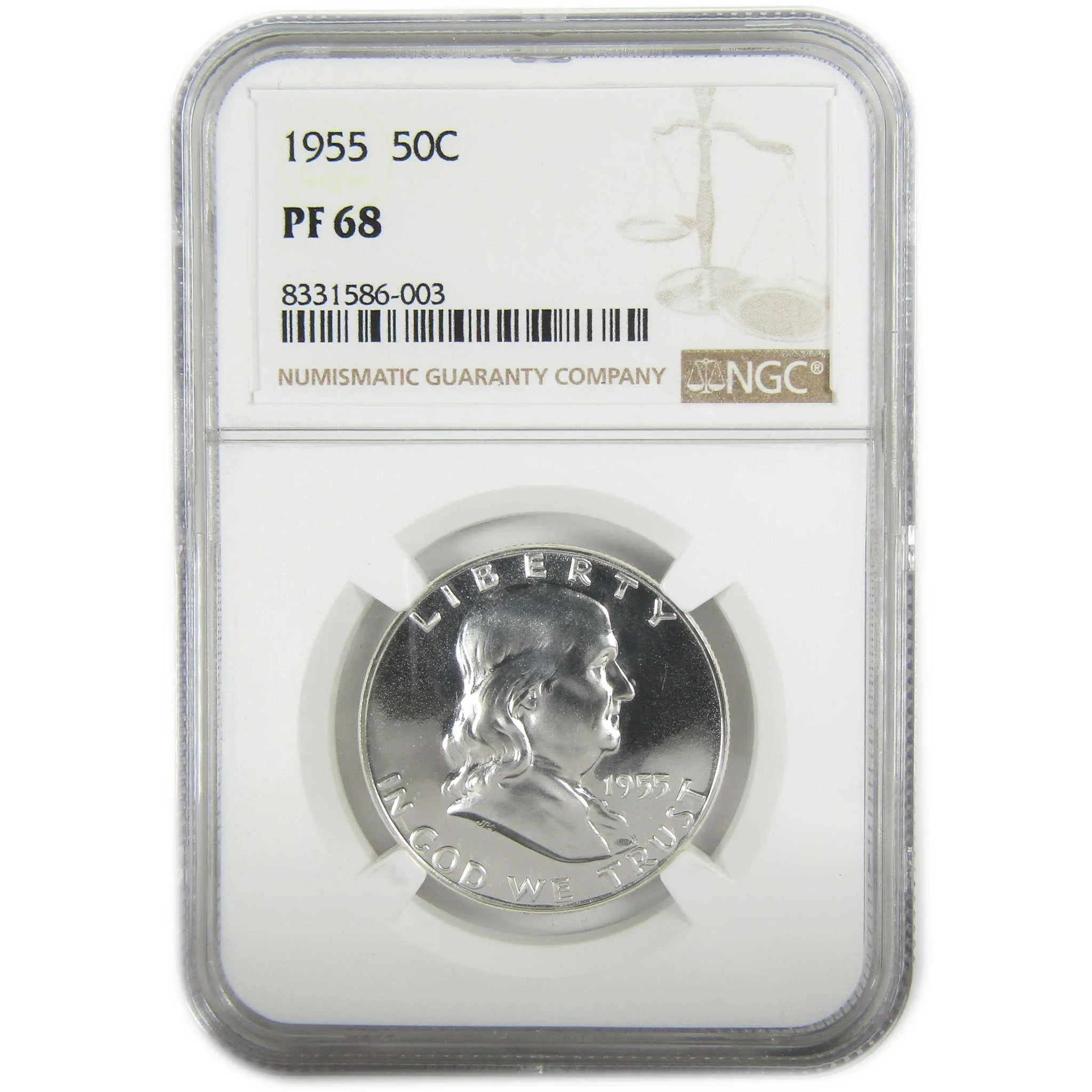 1955 Franklin Silver Half Dollar PF 68 NGC Proof 50c Coin SKU:I27406