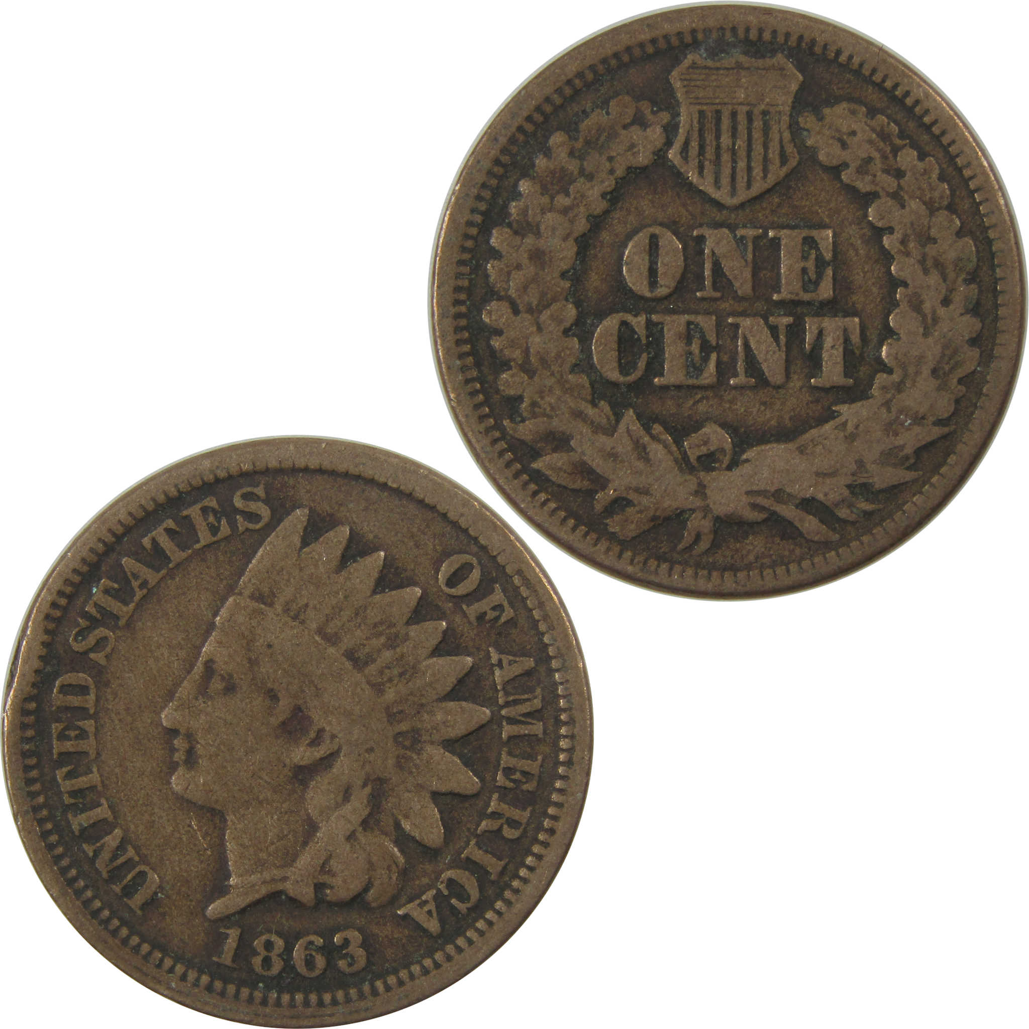 1863 Indian Head Cent G Good Penny 1c Coin Collectible SKU:I24294