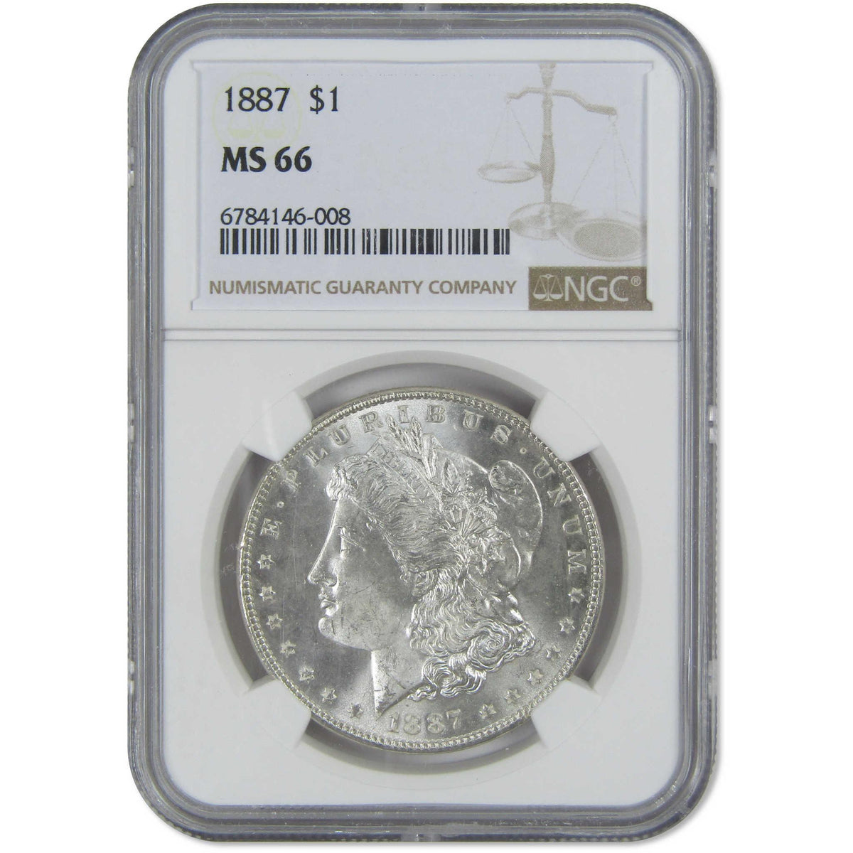 1887 Morgan Silver Dollar MS 66 NGC Uncirculated $1 Coin Collectible - Morgan coin - Morgan silver dollar - Morgan silver dollar for sale - Profile Coins & Collectibles