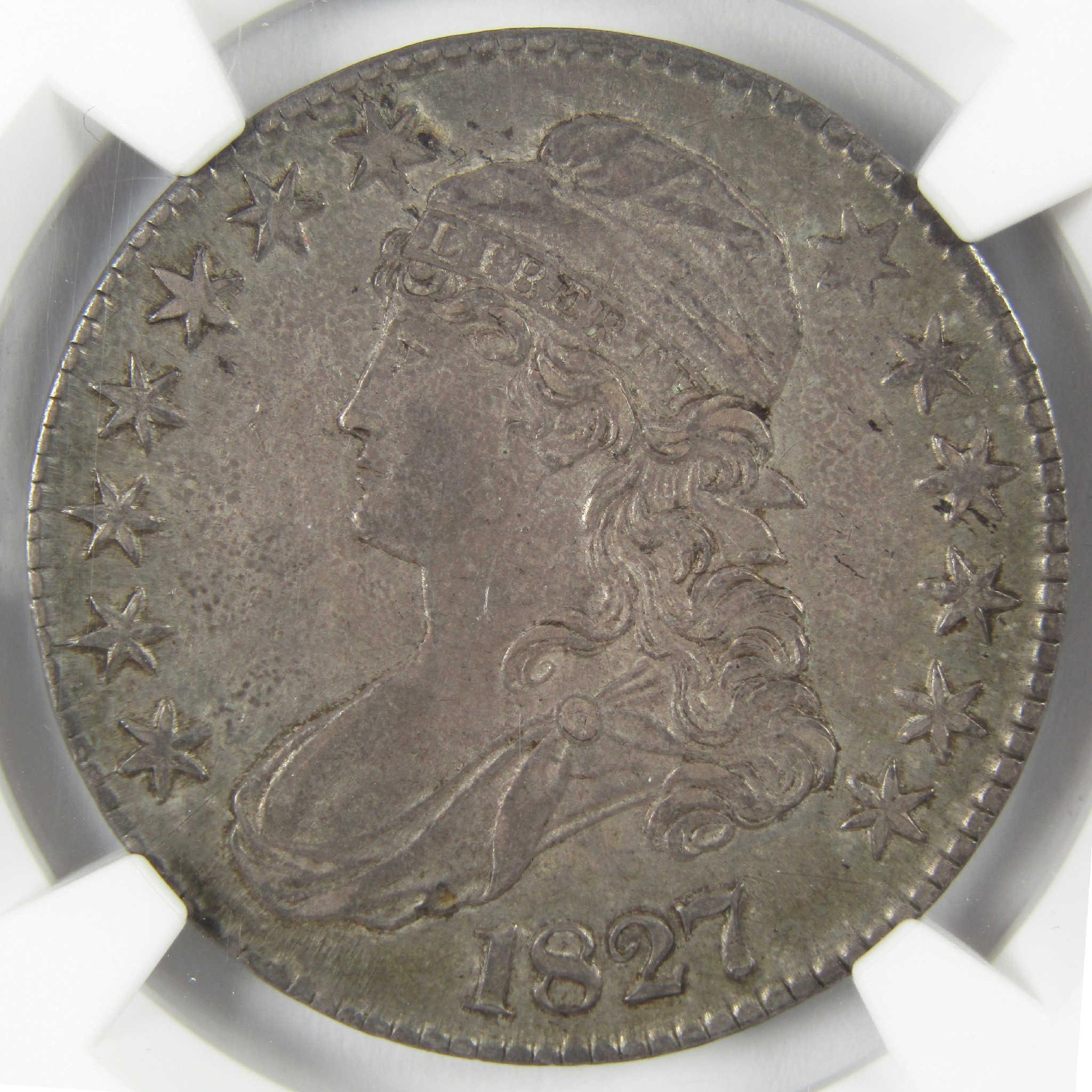 1827 Square Base 2 Capped Bust Silver Half Dollar AU 58 NGC 50c Coin