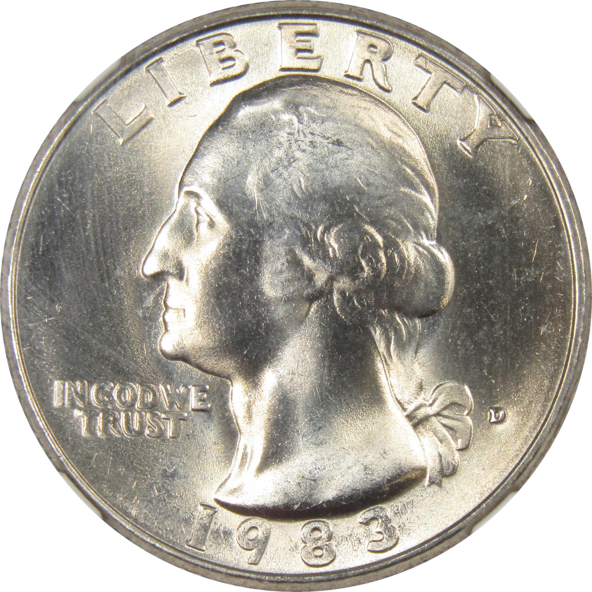 1983 D Washington Quarter MS 66 NGC Clad Uncirculated 25c Coin