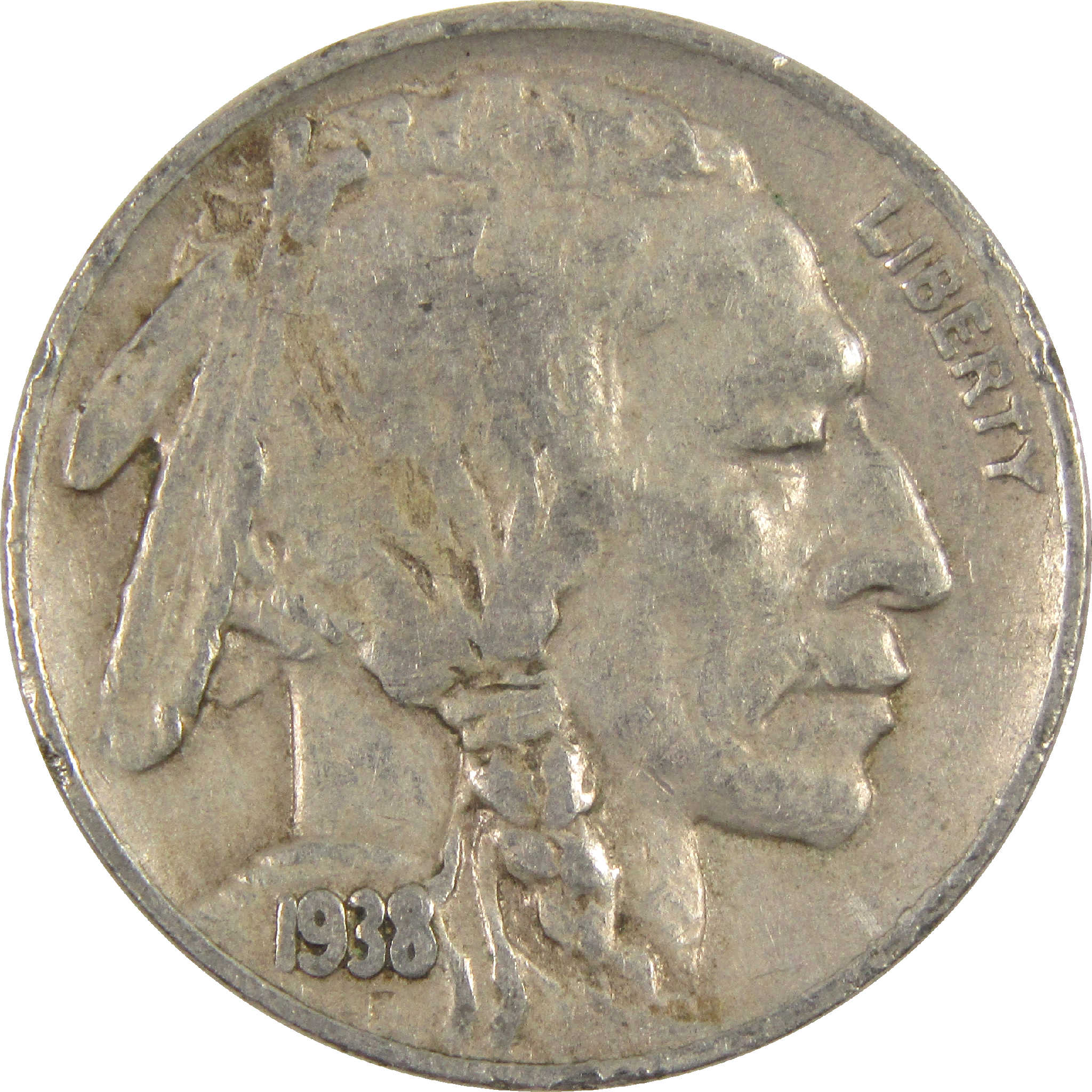 1938 D Indian Head Buffalo Nickel Circulated 5c Coin Collectible