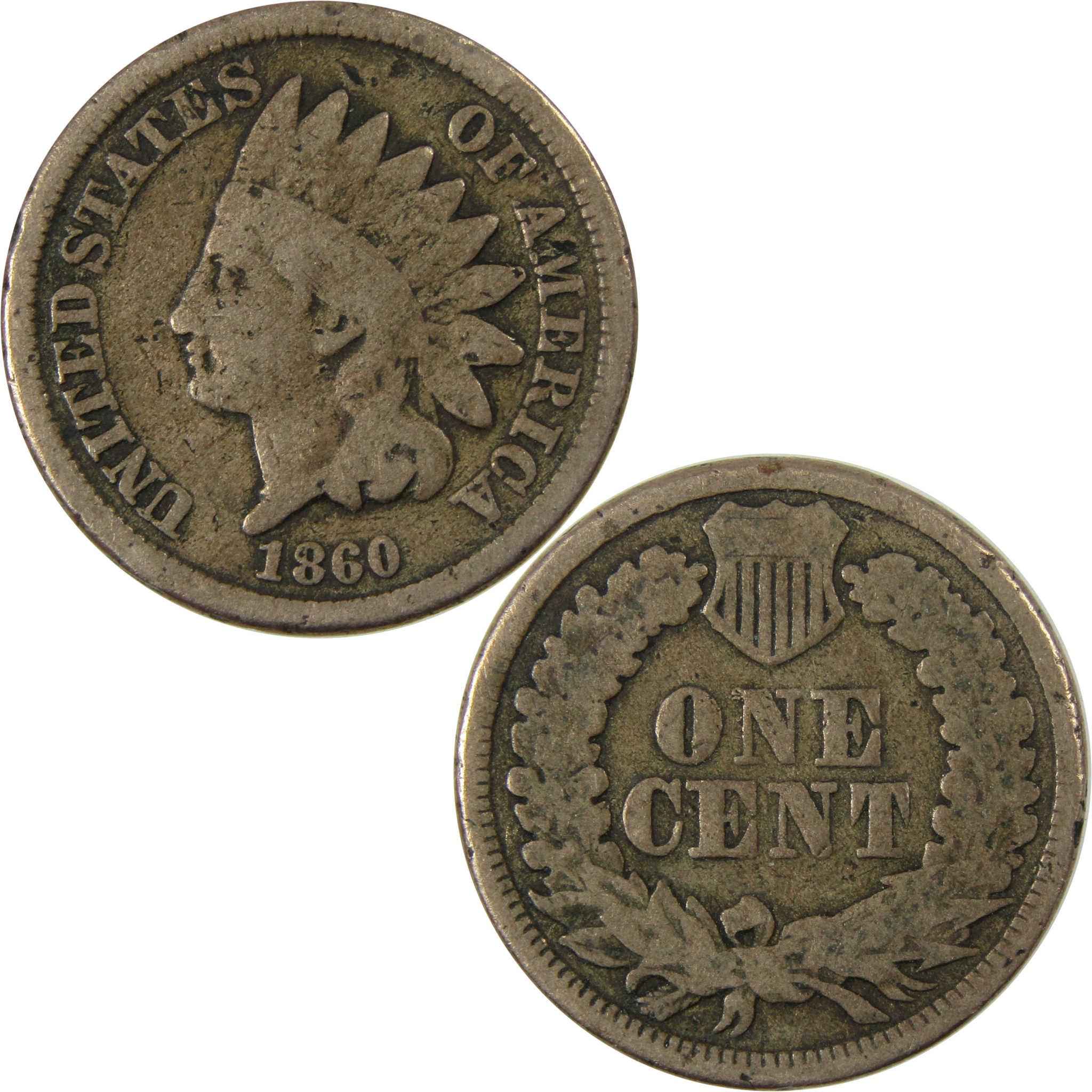 1860 Indian Head Cent G Good Penny 1c Coin SKU:CP1304