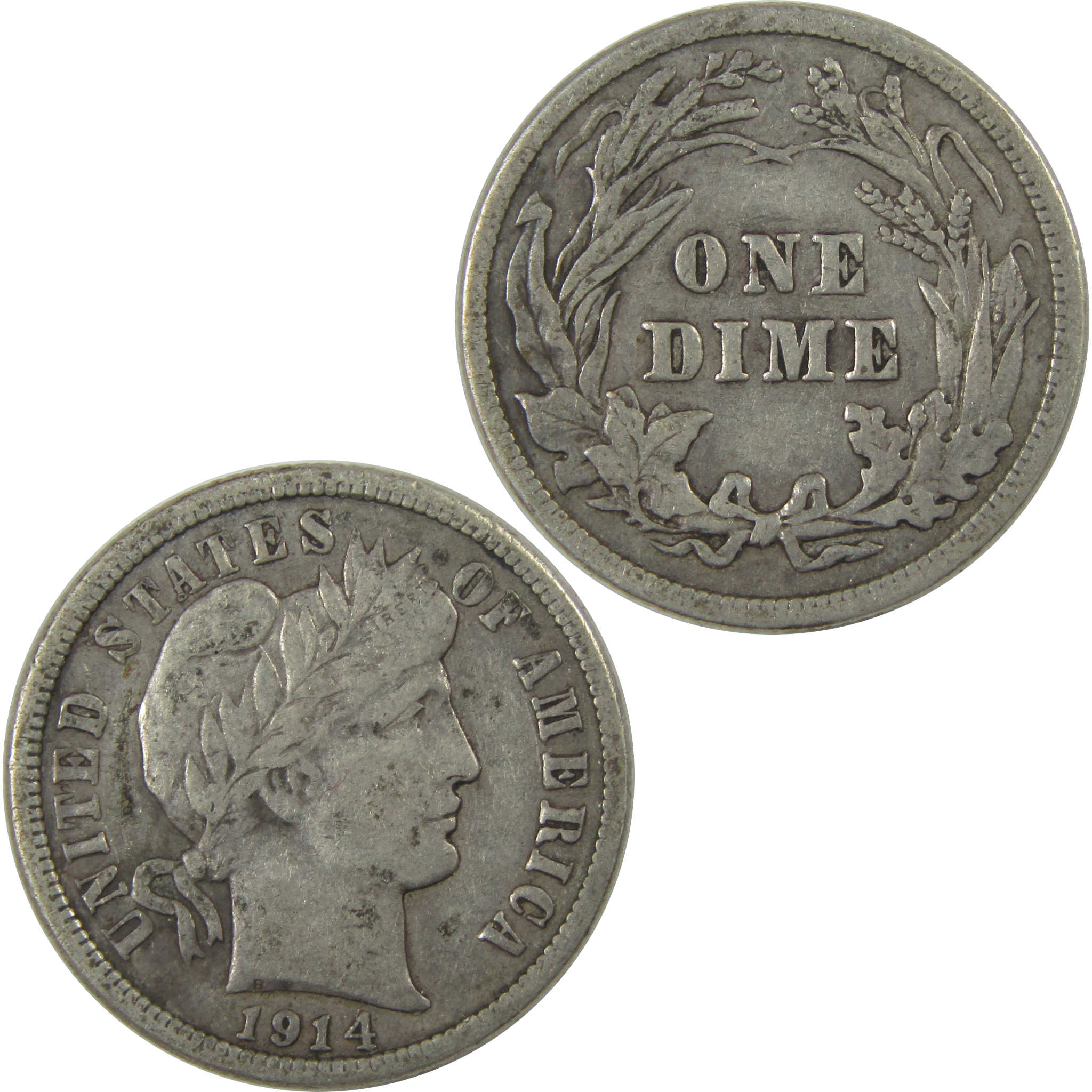 1914 Barber Dime VF Very Fine Silver 10c Coin SKU:I20664