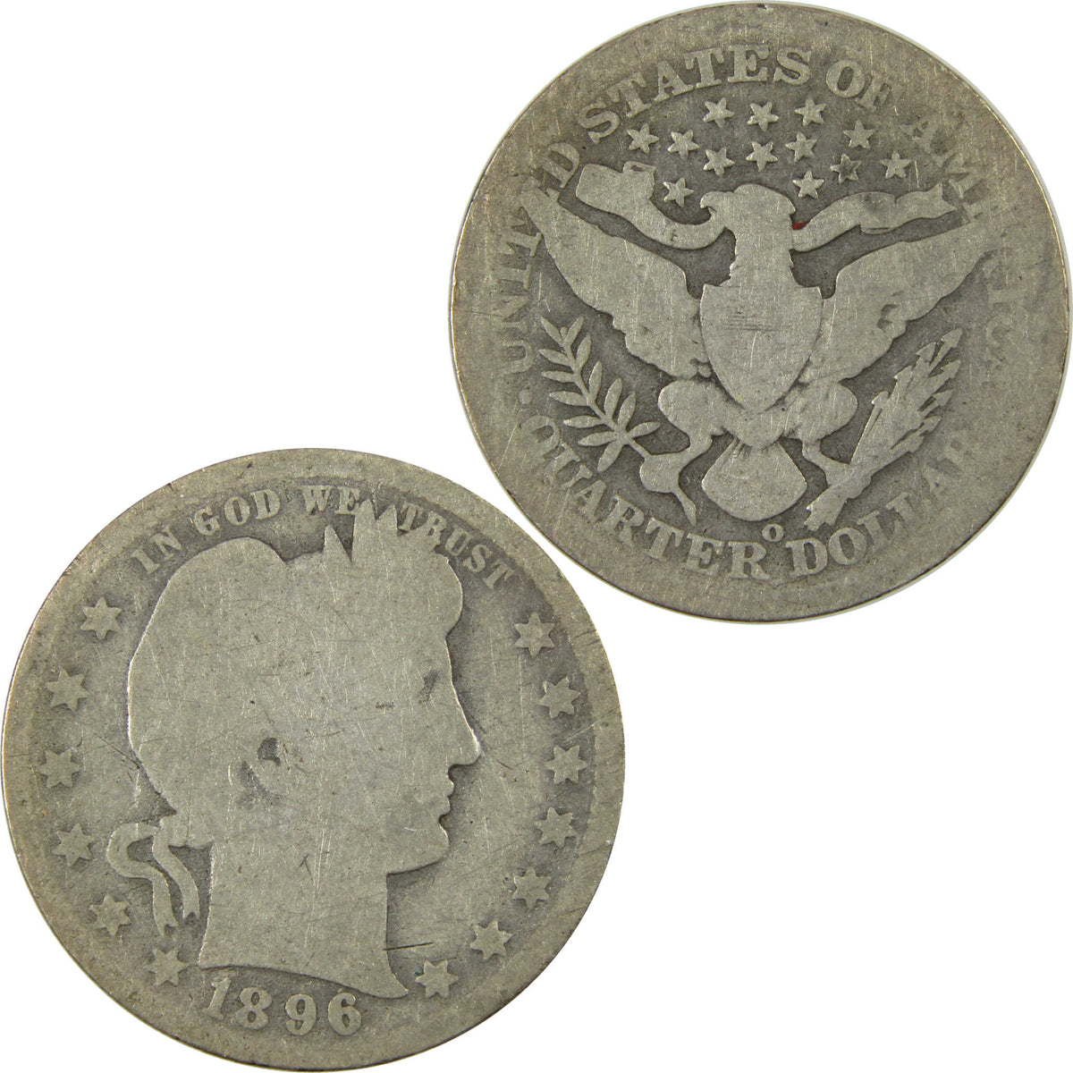 1896 O Barber Silver Quarter G Good Details 25c Coin SKU:I28535