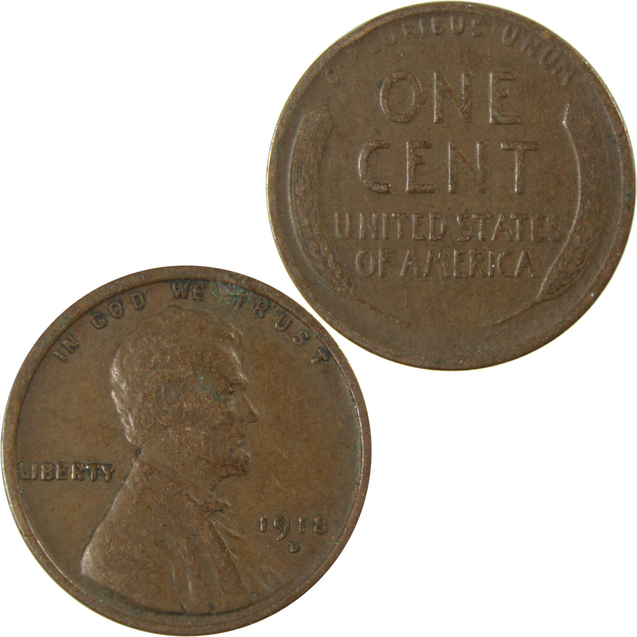 1918 D Lincoln Wheat Cent VF Very Fine Penny 1c Coin SKU:I25875