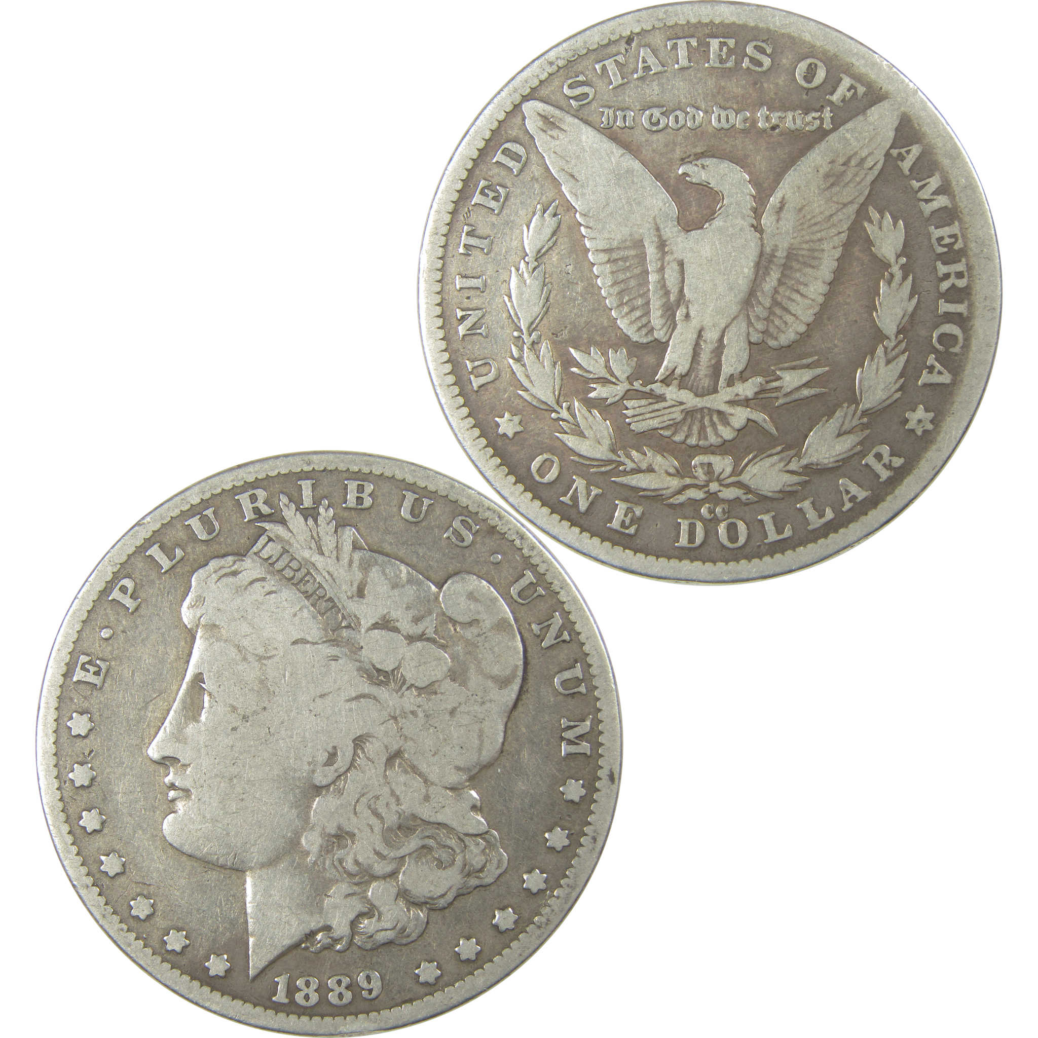 1889 CC Morgan Dollar VG Very Good Silver $1 Coin SKU:I20589 - Morgan coin - Morgan silver dollar - Morgan silver dollar for sale - Profile Coins & Collectibles