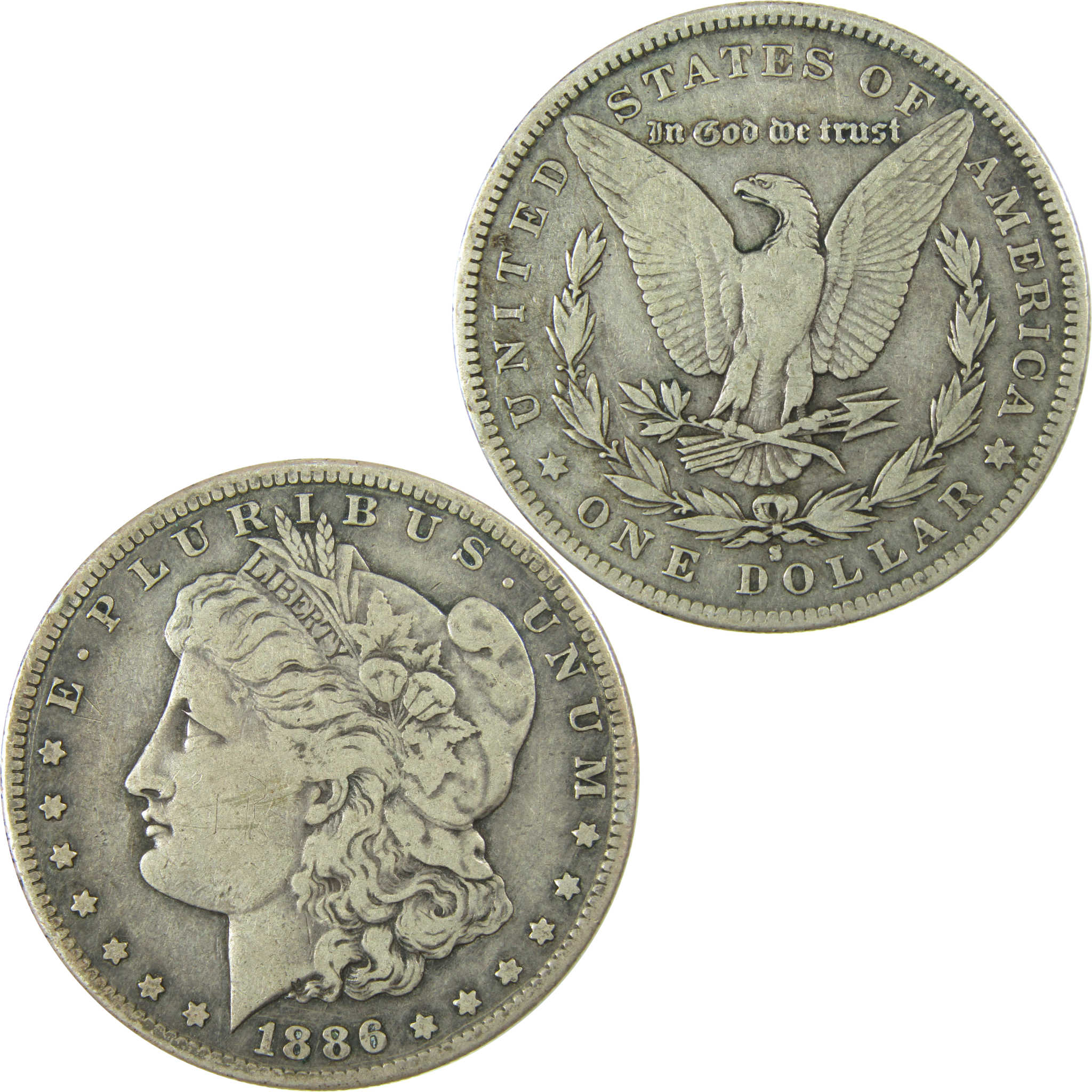 1886 S Morgan Silver Dollar F Fine $1 Coin SKU:I26064