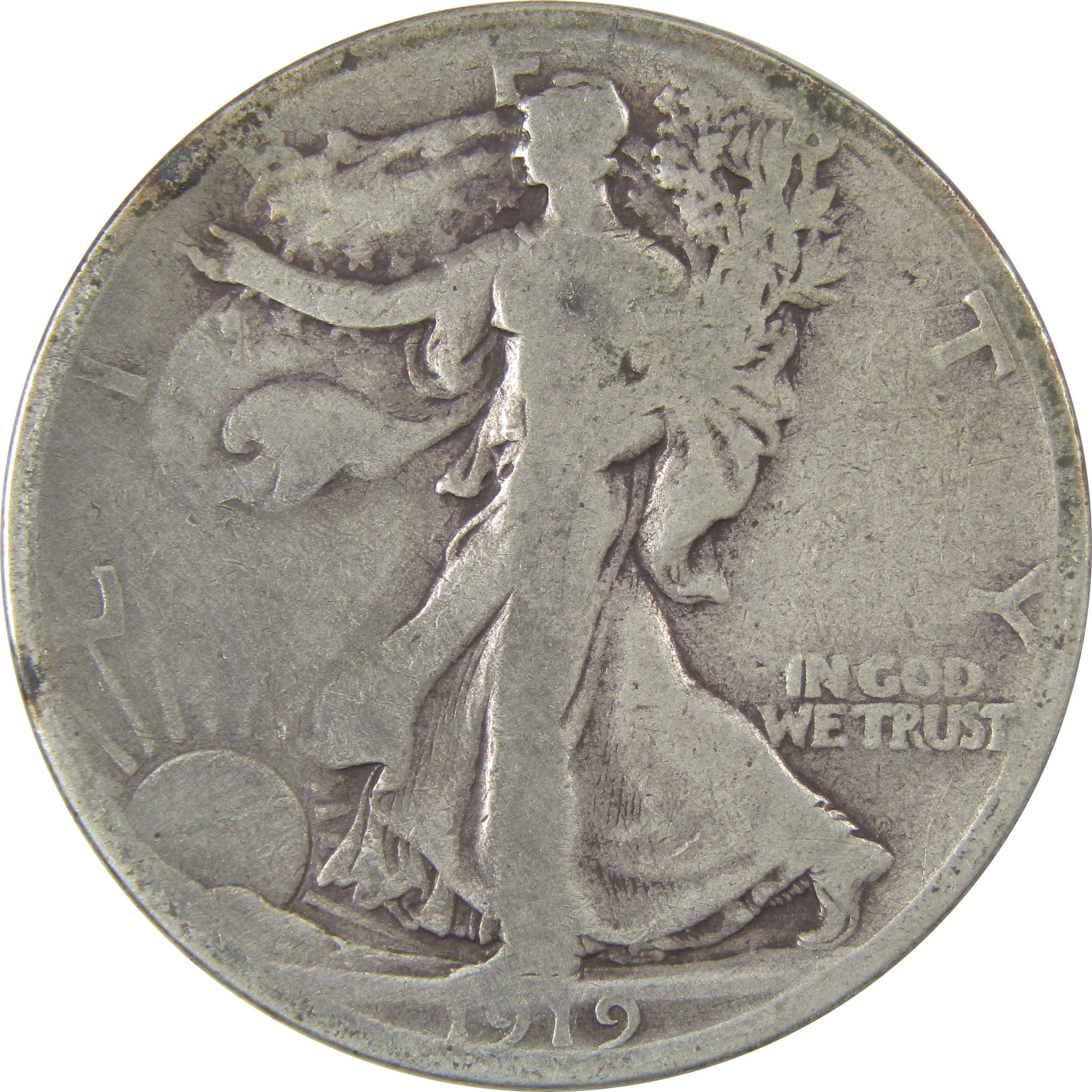1919 D Liberty Walking Silver 50c VG Very Good Details SKU:I24132