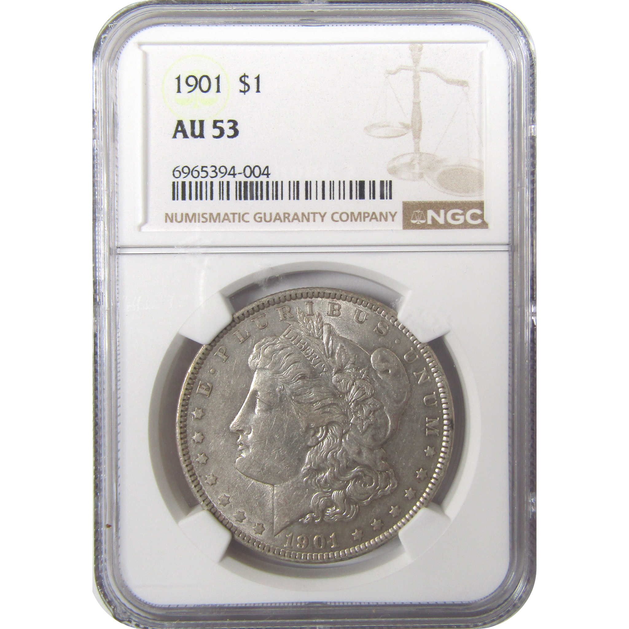 1901 Morgan Silver Dollar AU 53 NGC $1 Coin Collectible SKU:I24404