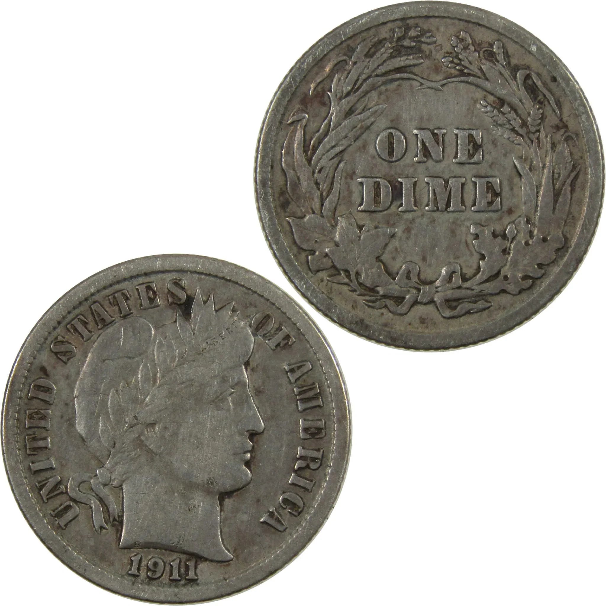 1911 Barber Silver Dime VF Very Fine 10c Coin Collectible SKU:CP1341