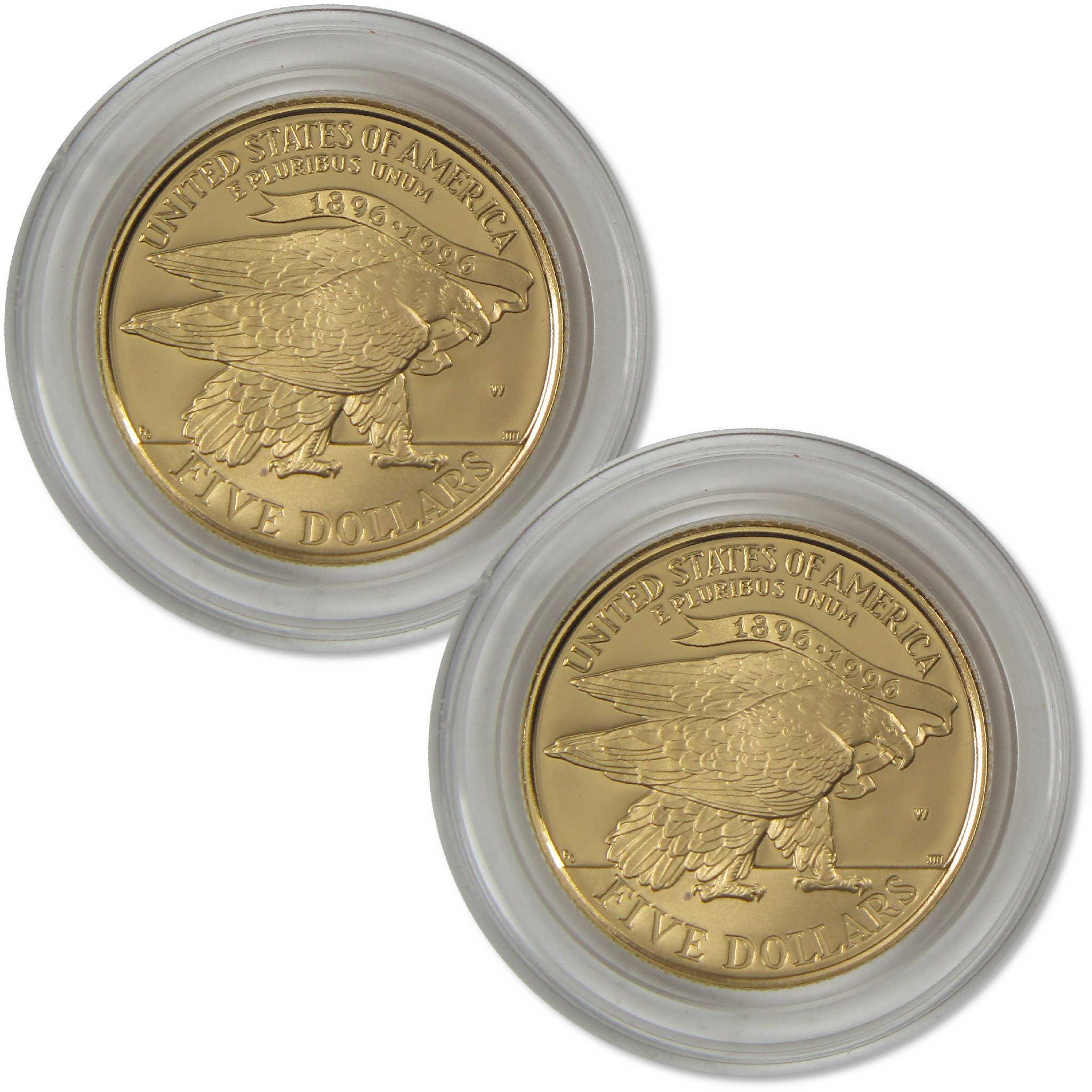 1995 W $5 Atlanta Olympics Torch Runner Commemorative Gold Proof Coin