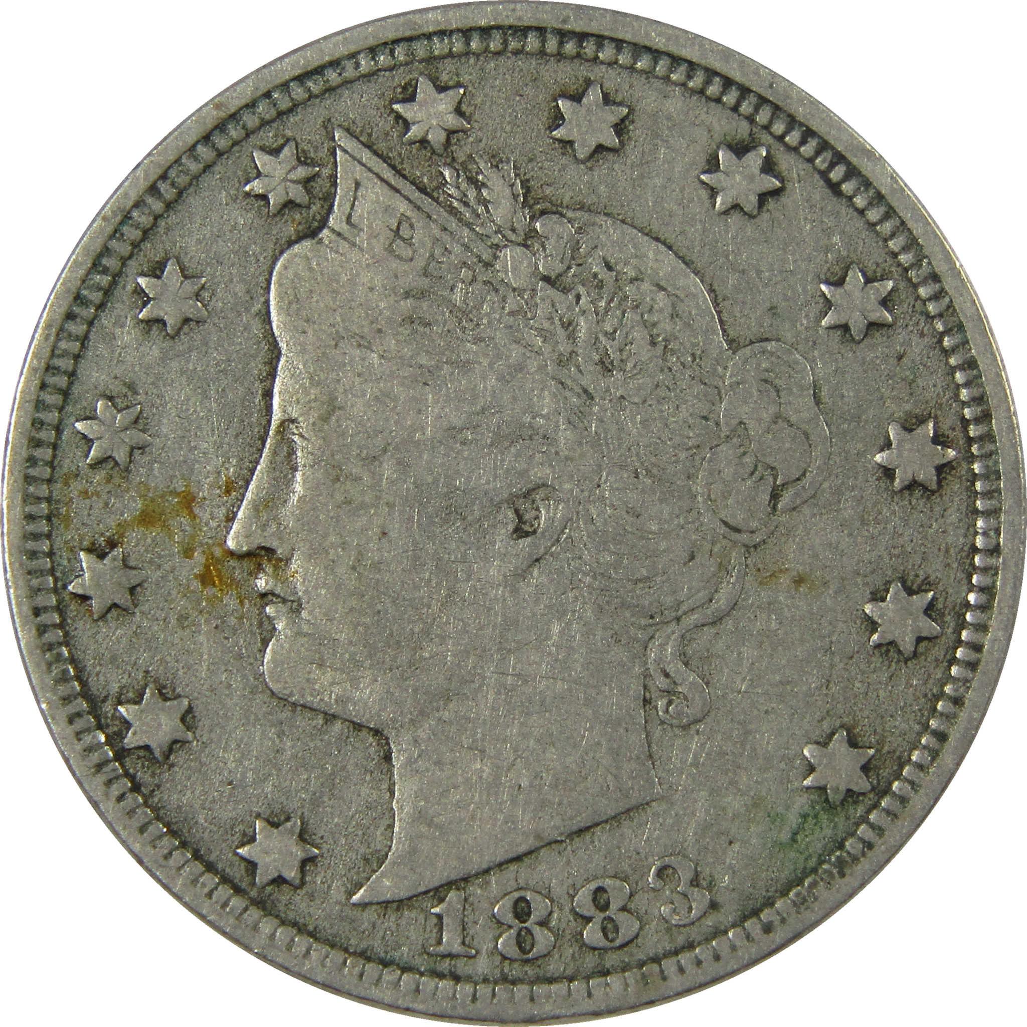 1883 No Cents Liberty Head V Nickel F Fine 5c Coin SKU:I26948
