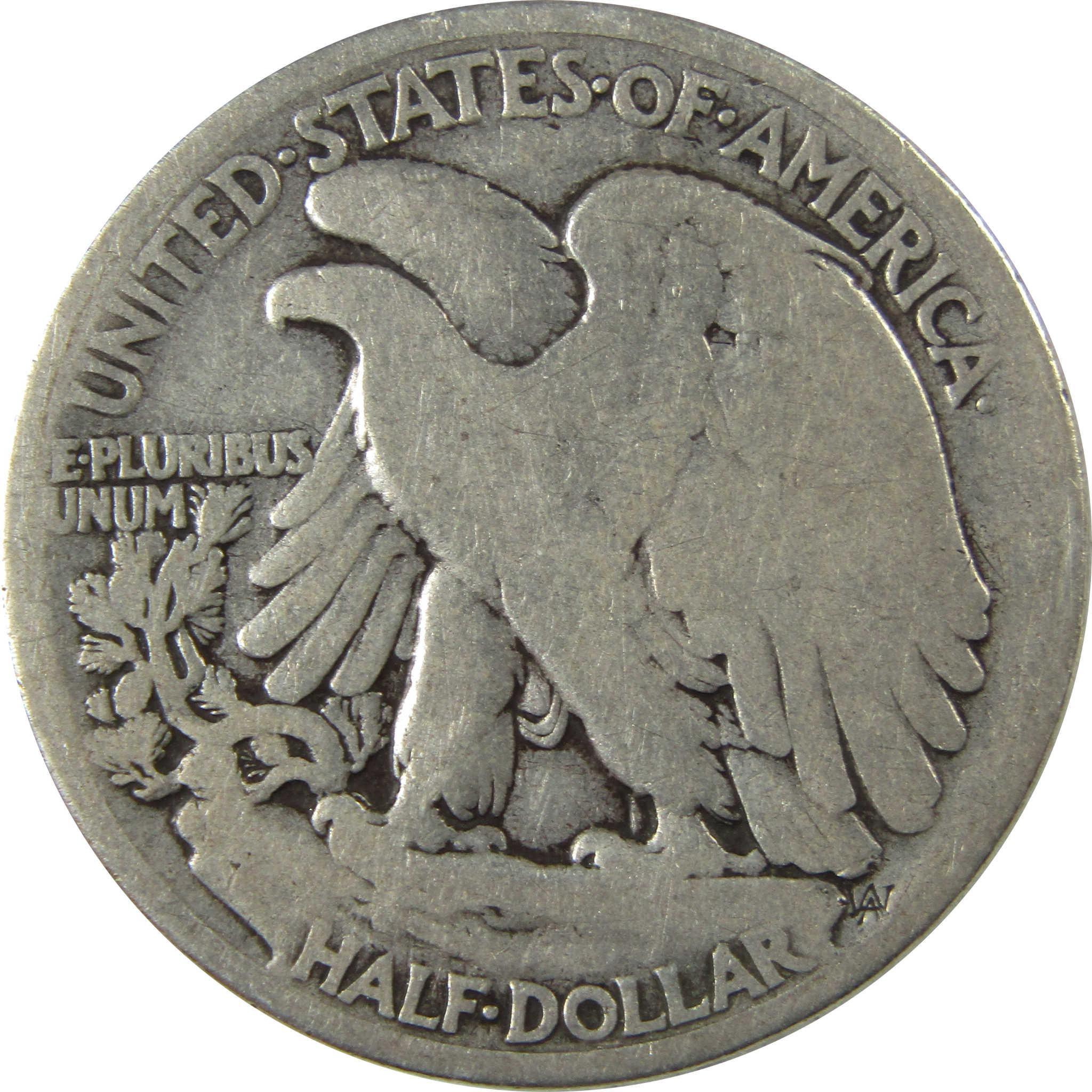 1916 D Liberty Walking Silver Half Dollar AG About Good SKU:I25896