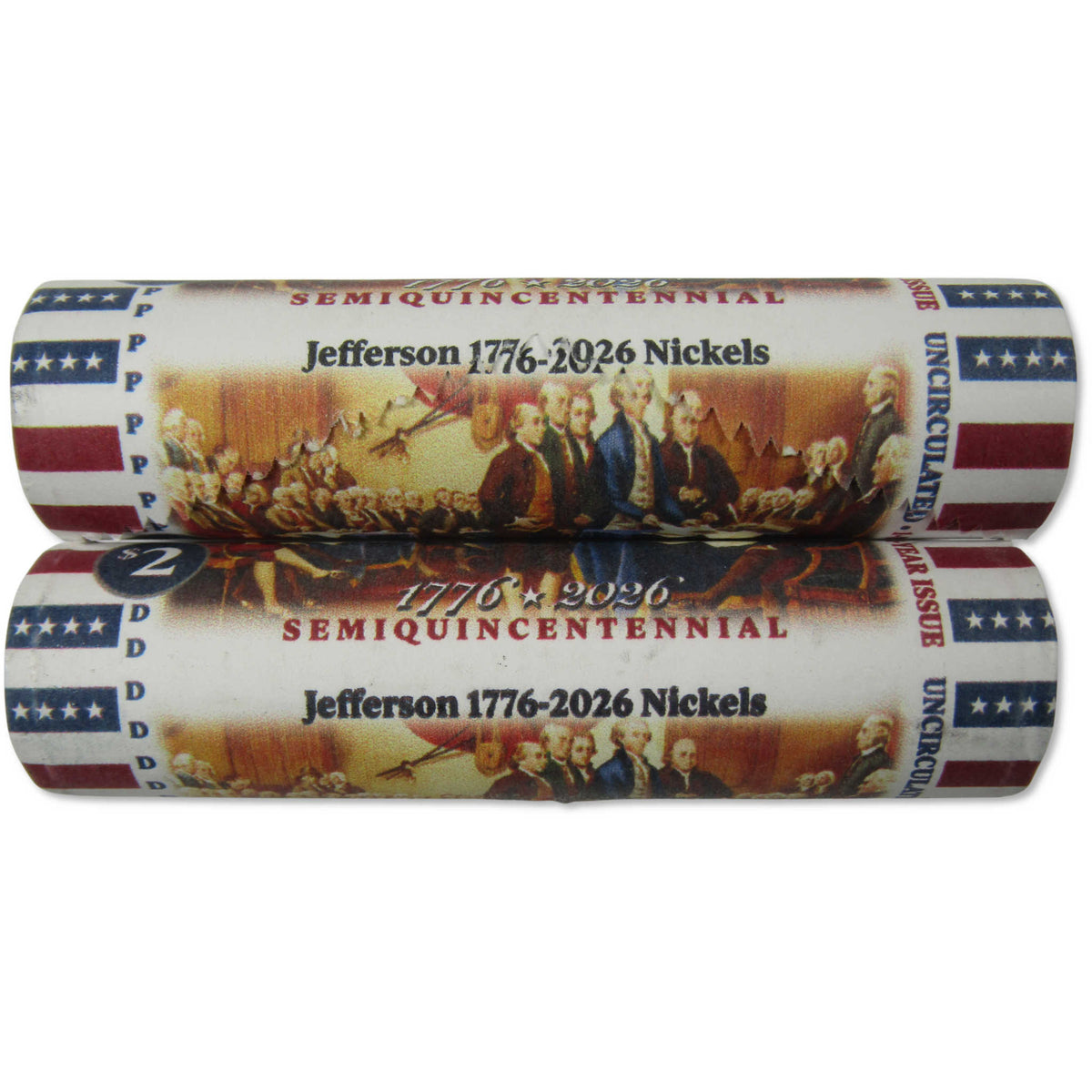 2026 P&D Semiquincentennial Jefferson Nickel Uncirculated Rolls