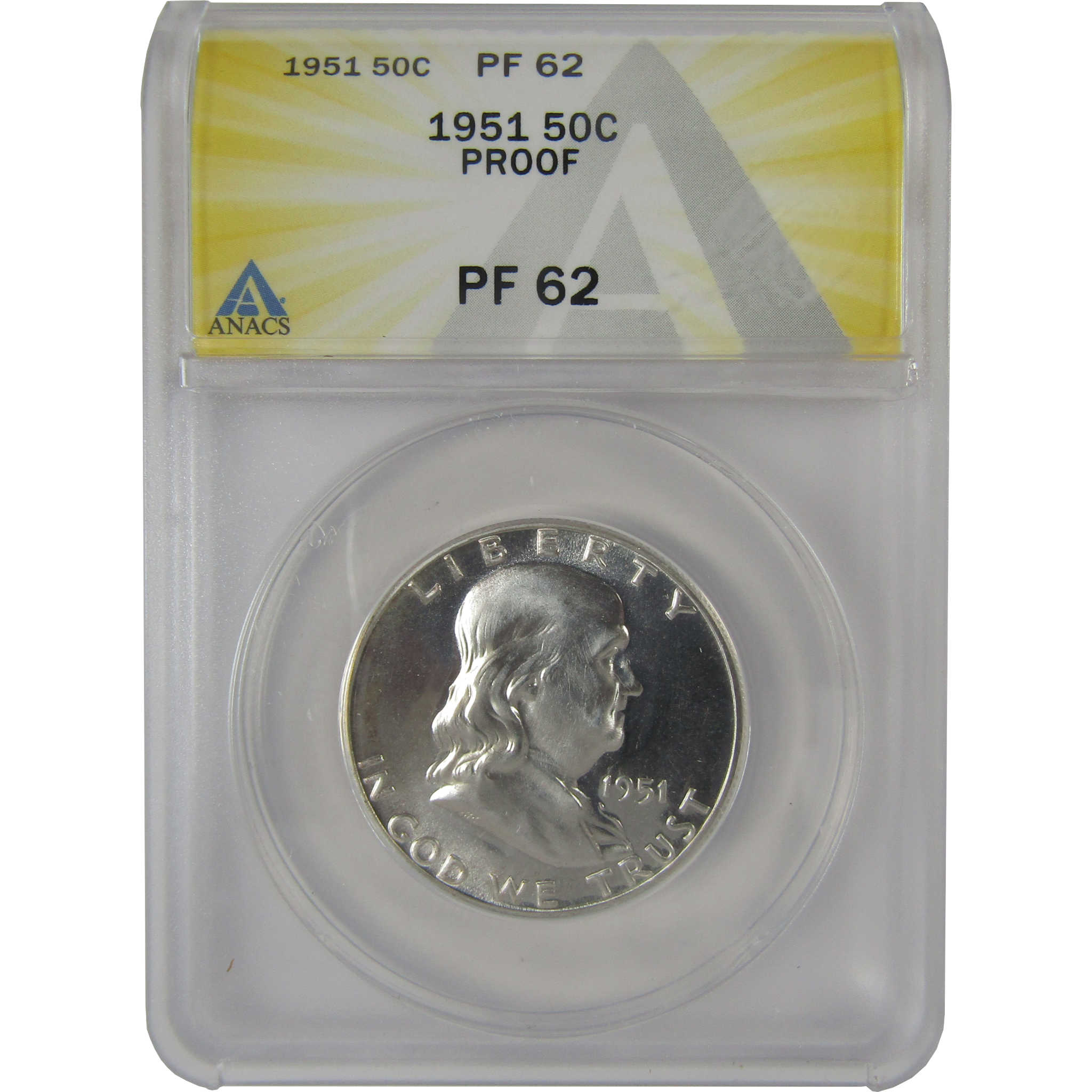 1951 Franklin Half Dollar PF 62 ANACS Silver Proof 50c Coin SKU:I23038