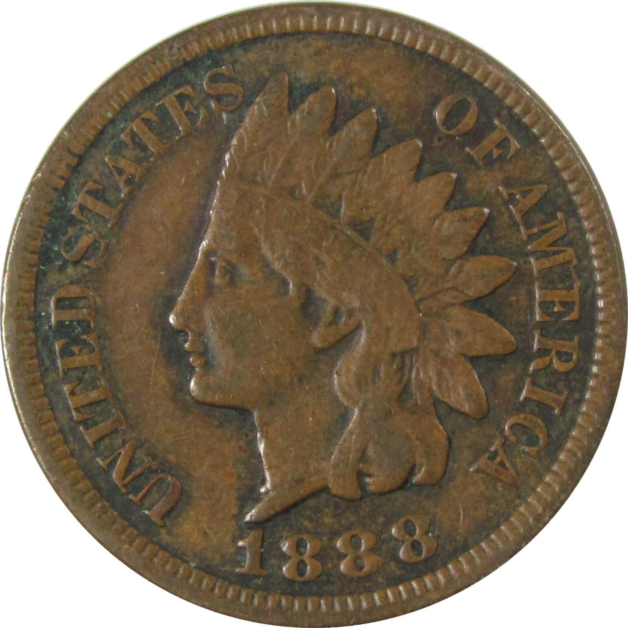 1888 Indian Head Cent VF Very Fine Penny 1c Coin SKU:I26980