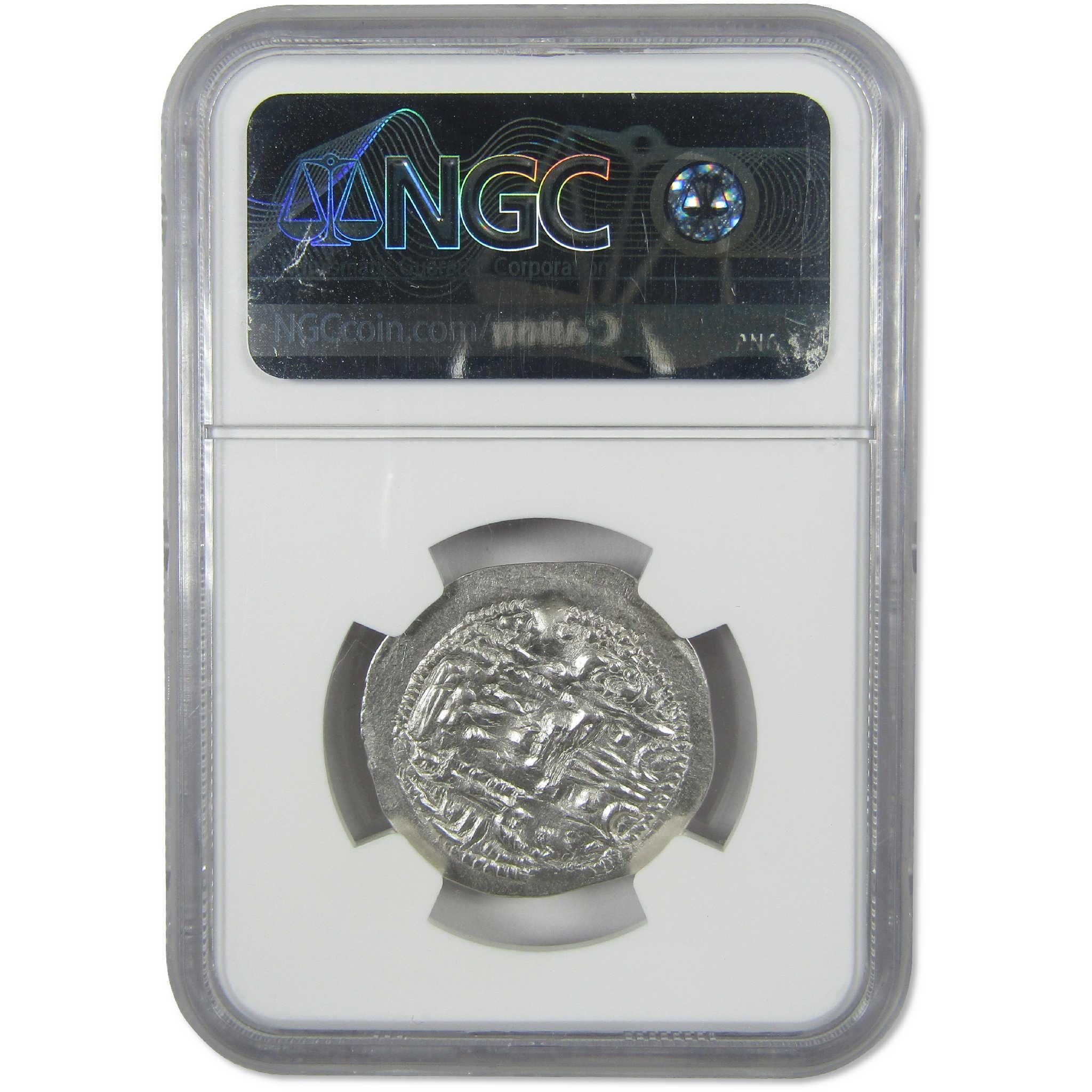 399-420 AD Yazdard I Sasanian Empire Silver Drachm AU NGC Ancient