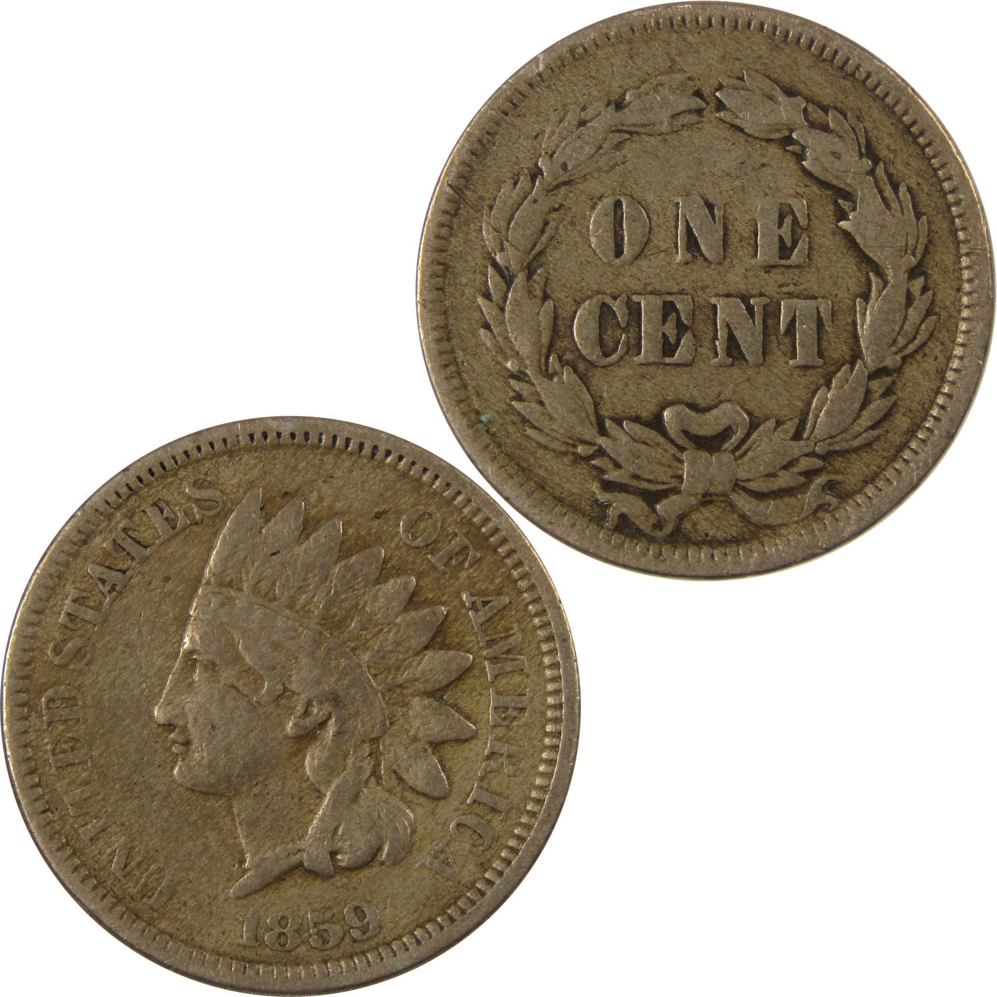 1859 Indian Head Cent VF Very Fine Penny 1c Coin SKU:CP1307