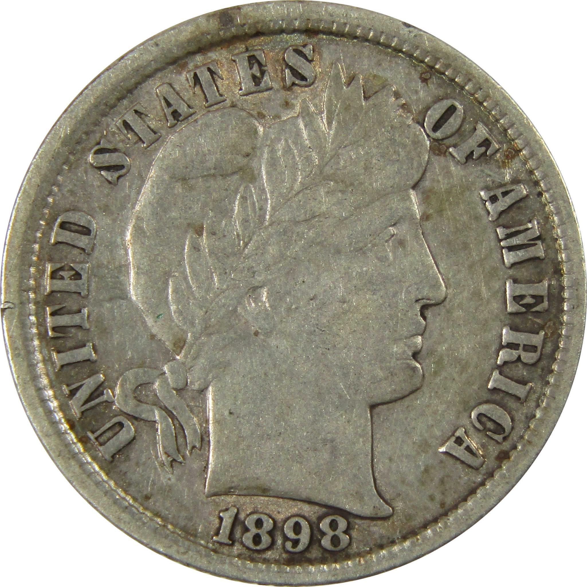 1898 Barber Silver Dime XF EF Extremely Fine 10c Coin SKU:CP684