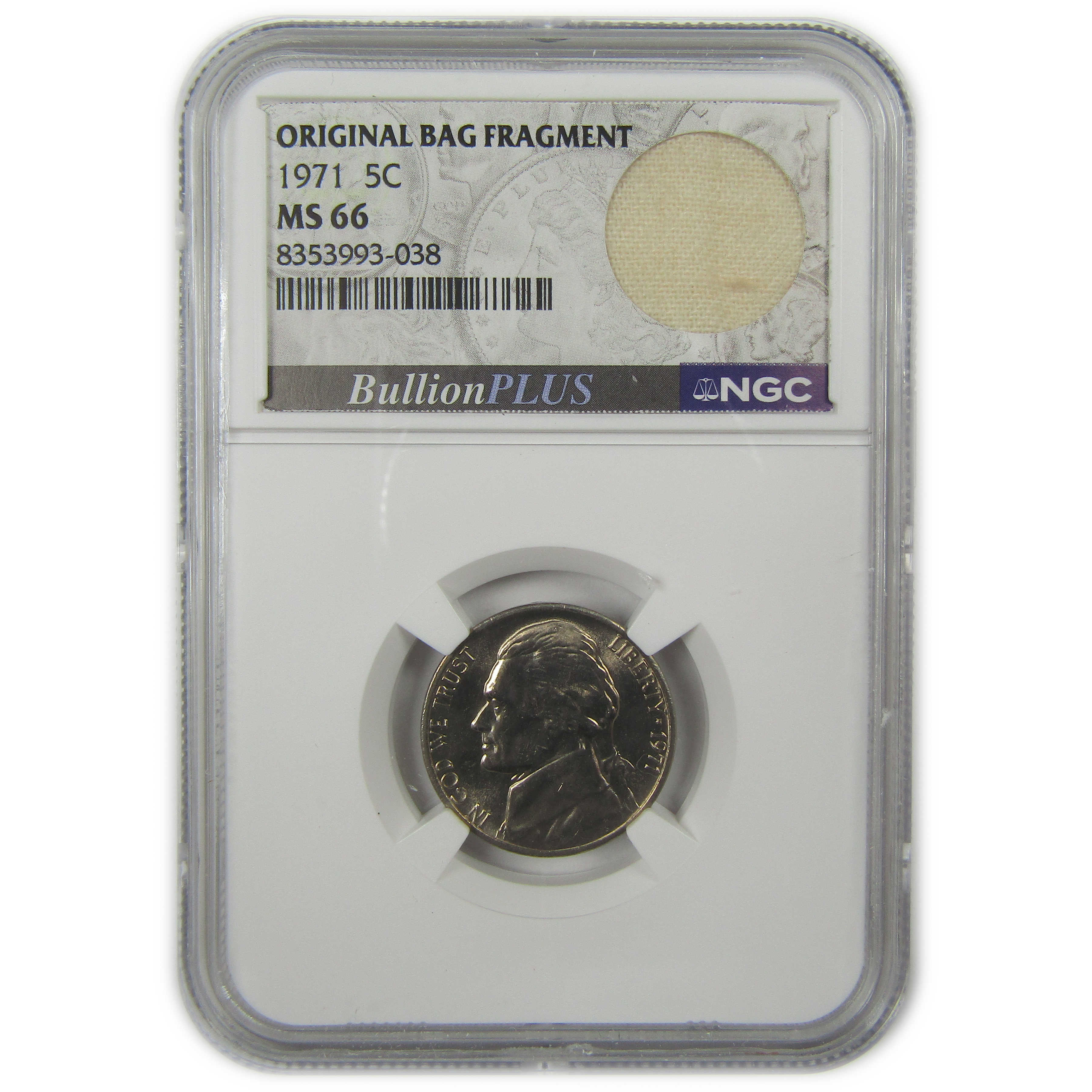 1971 Jefferson Nickel MS 66 NGC Original Bag Fragment SKU:I22105
