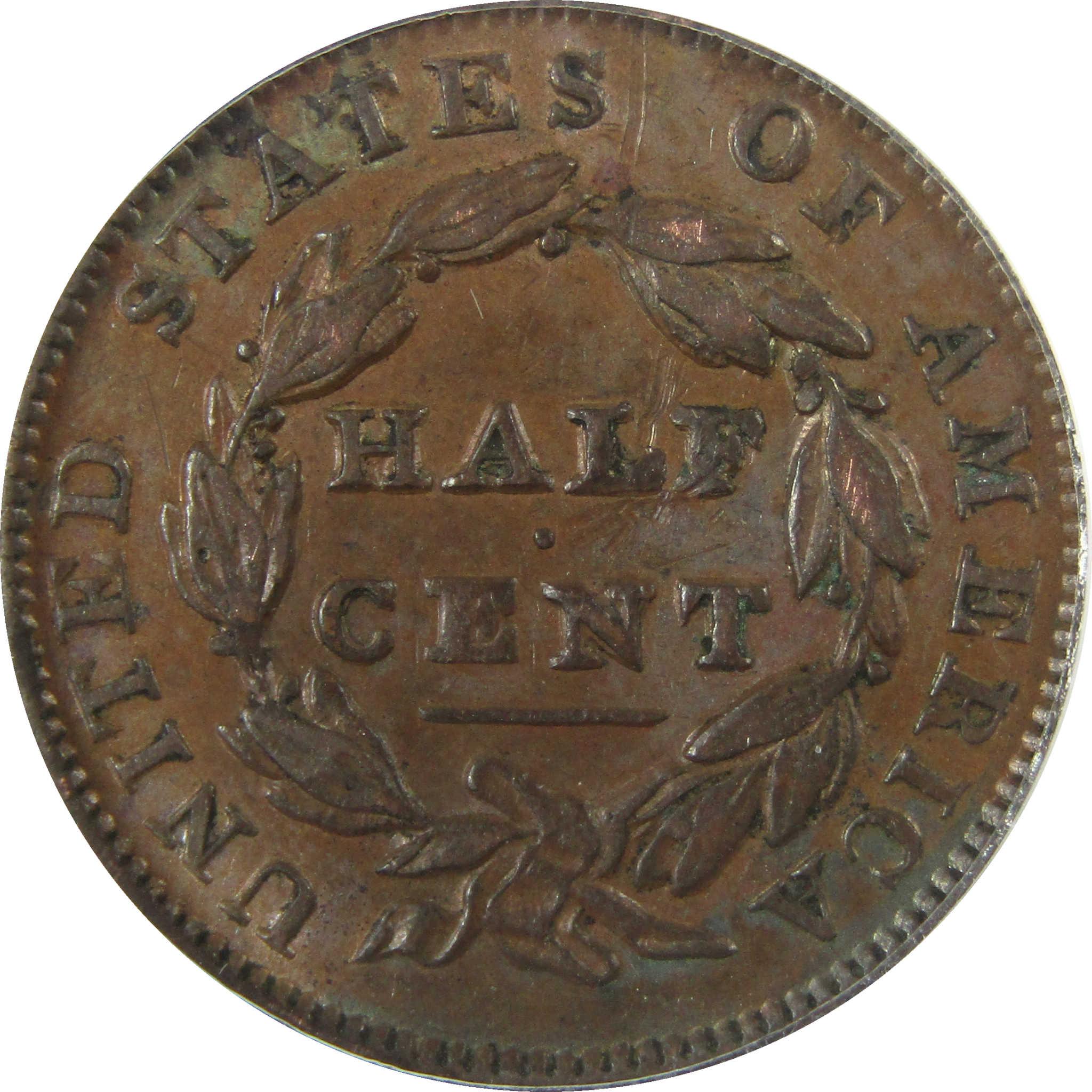1835 Classic Head Copper Half Cent EF 45 Details ANACS SKU:I28031