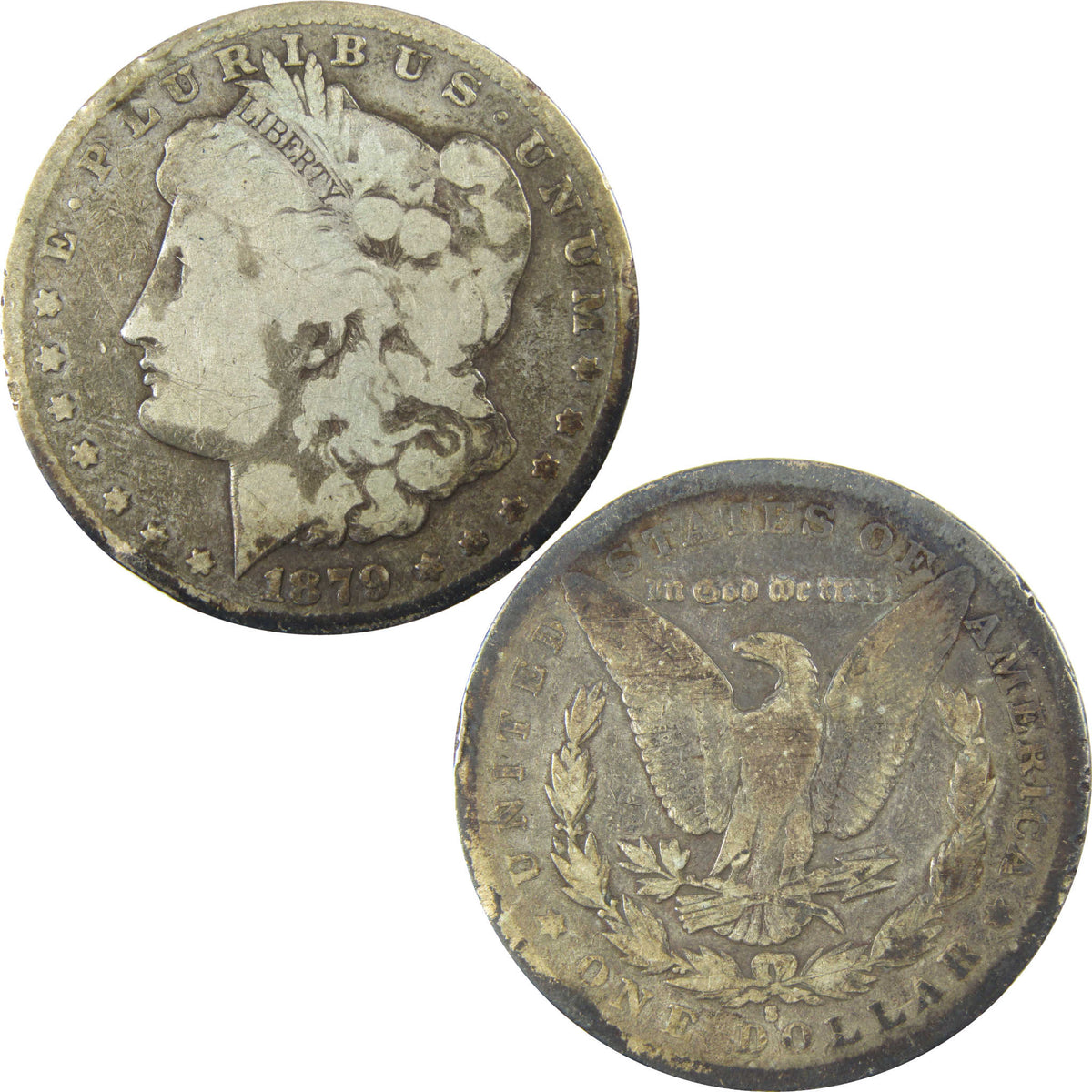 1879 S Rev 79 Morgan Silver Dollar VG Very Good $1 Coin SKU:CP1596 - Morgan coin - Morgan silver dollar - Morgan silver dollar for sale - Profile Coins & Collectibles