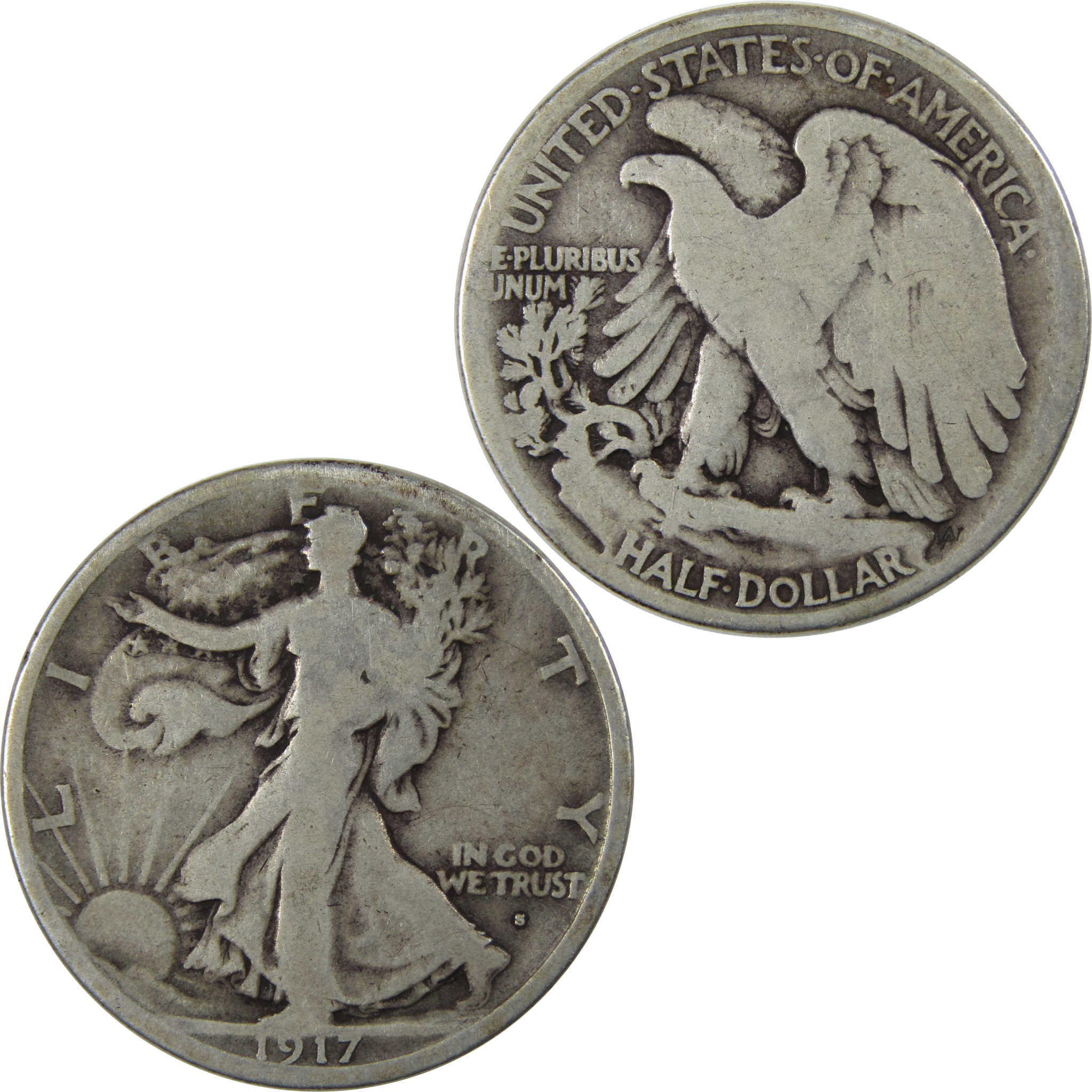 1917 S Obverse Liberty Walking Half Dollar G Good Silver SKU:I23715