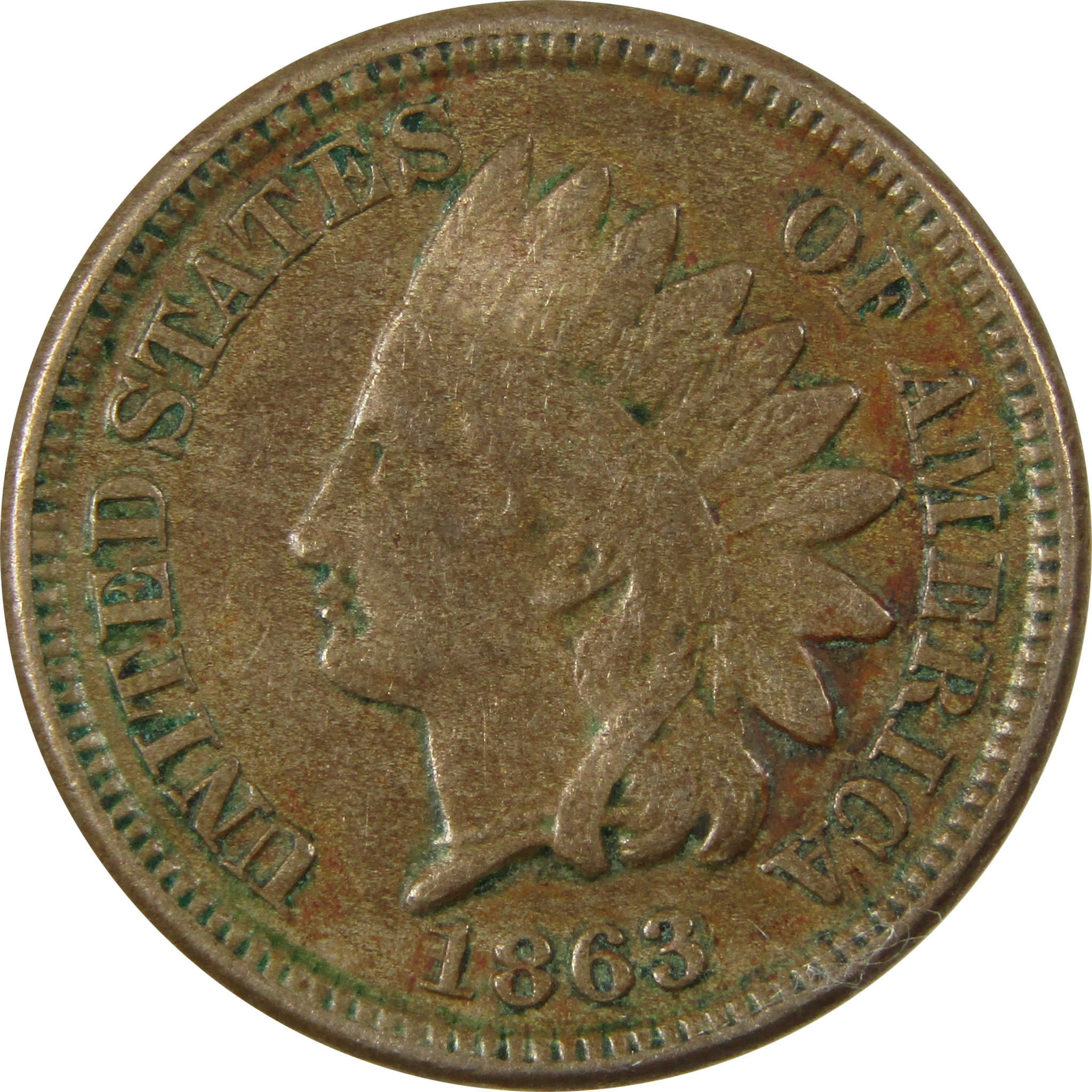 1863 Indian Head Cent VF Very Fine Details Penny 1c Coin SKU:CP1174