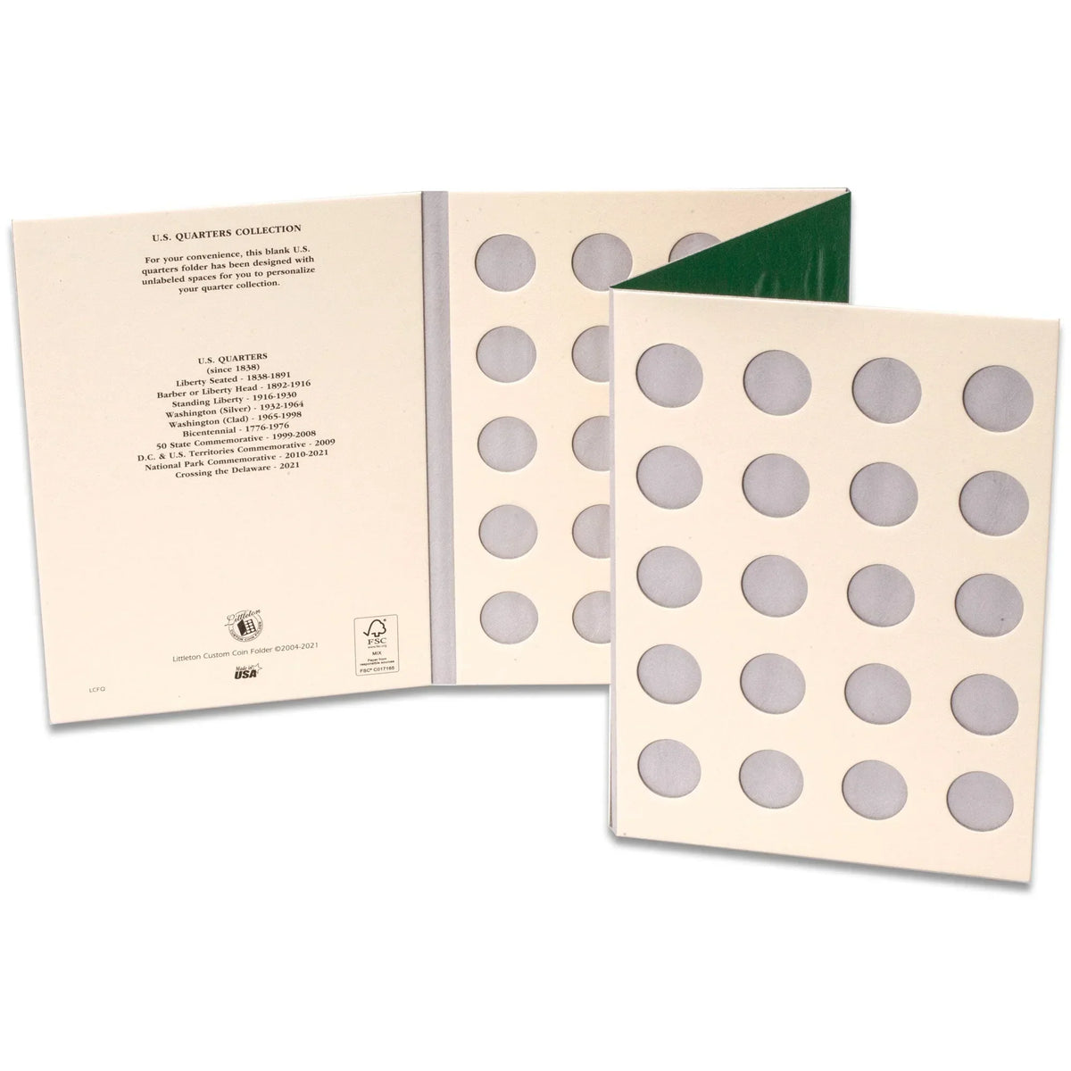 Blank U.S Quarter Folder Littleton Coin Company